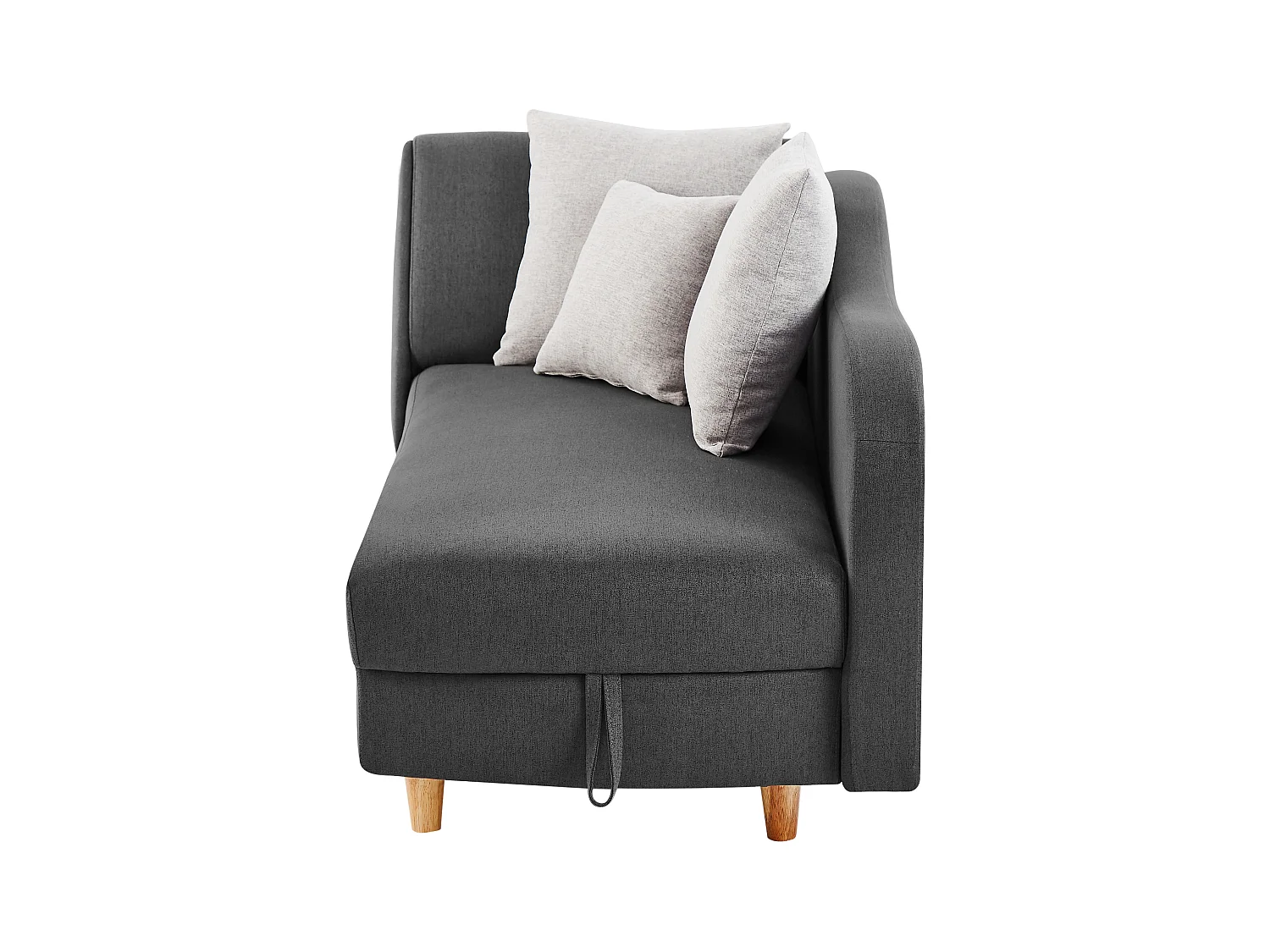 Recamiere mit Schlaffunktion & Stauraum - rechtsseitig - Stoff - Anthrazit - PENELOPE