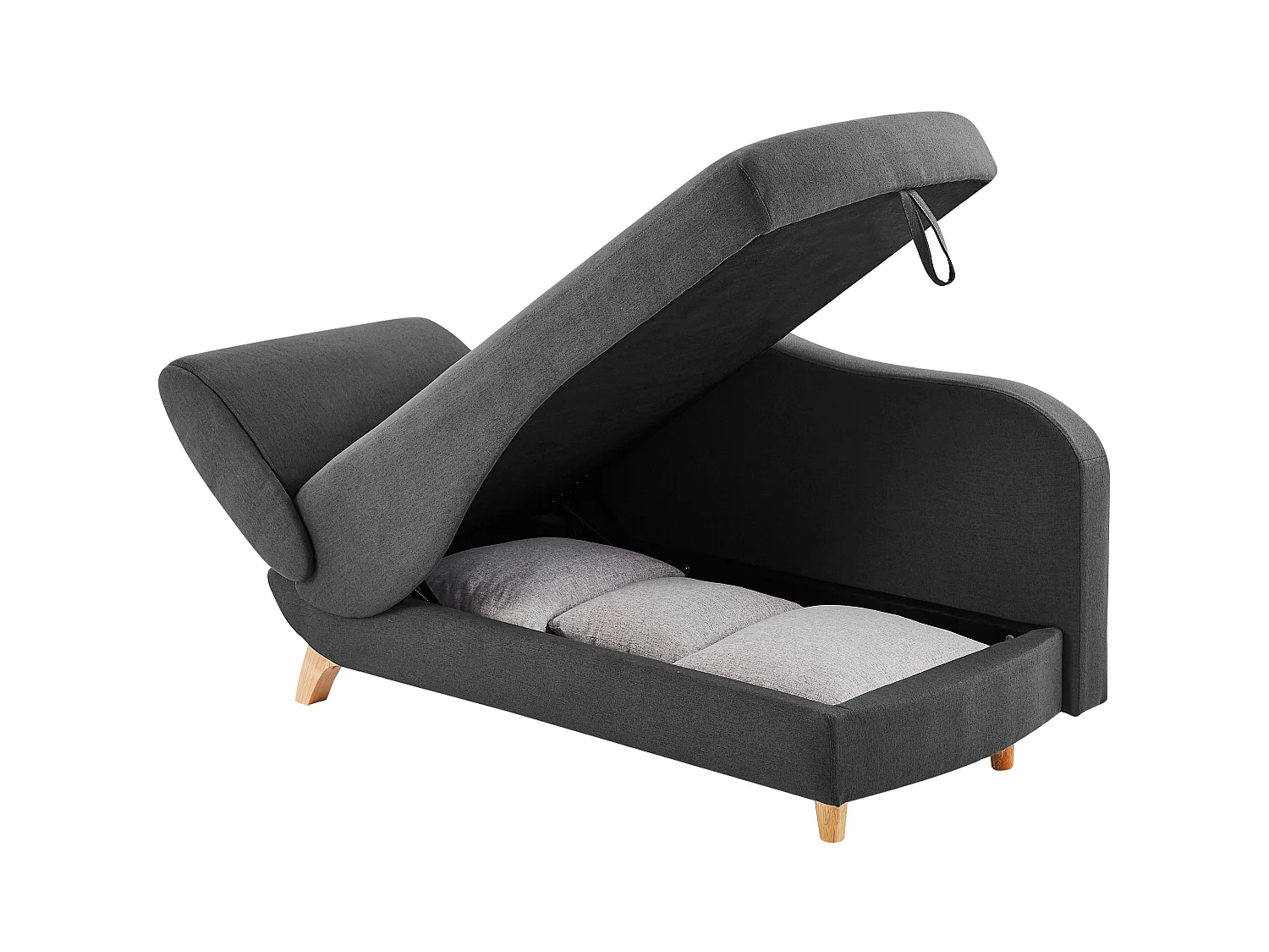 Recamiere mit Schlaffunktion & Stauraum - rechtsseitig - Stoff - Anthrazit - PENELOPE