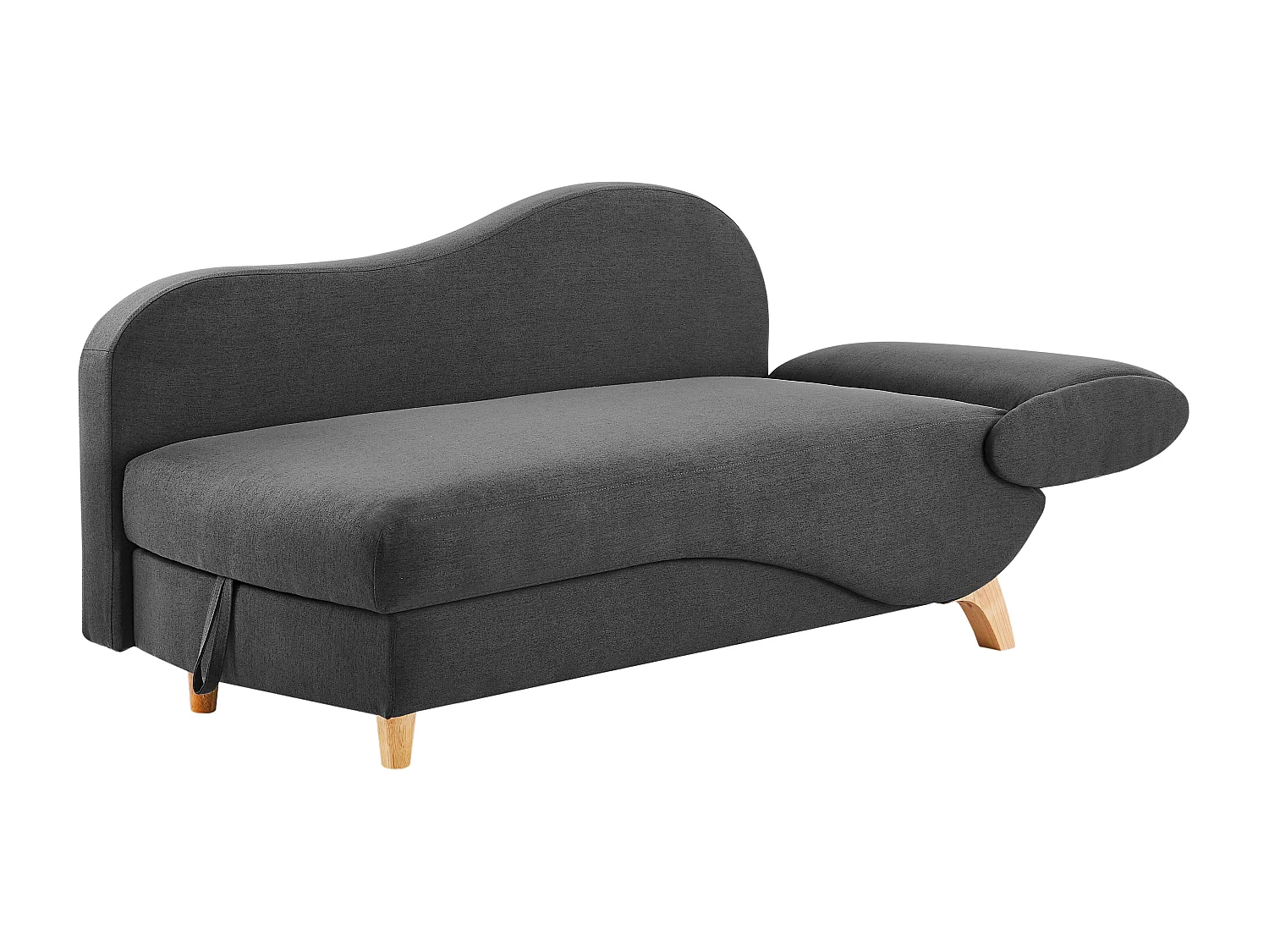 Méridienne gauche convertible en tissu anthracite avec coffre de rangement PENELOPE