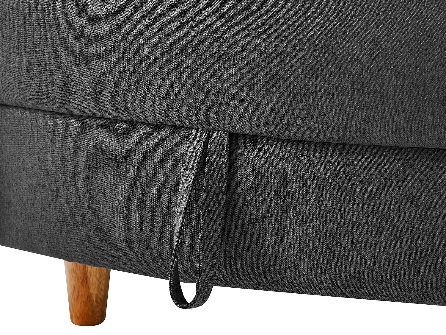 Méridienne gauche convertible en tissu anthracite avec coffre de rangement PENELOPE