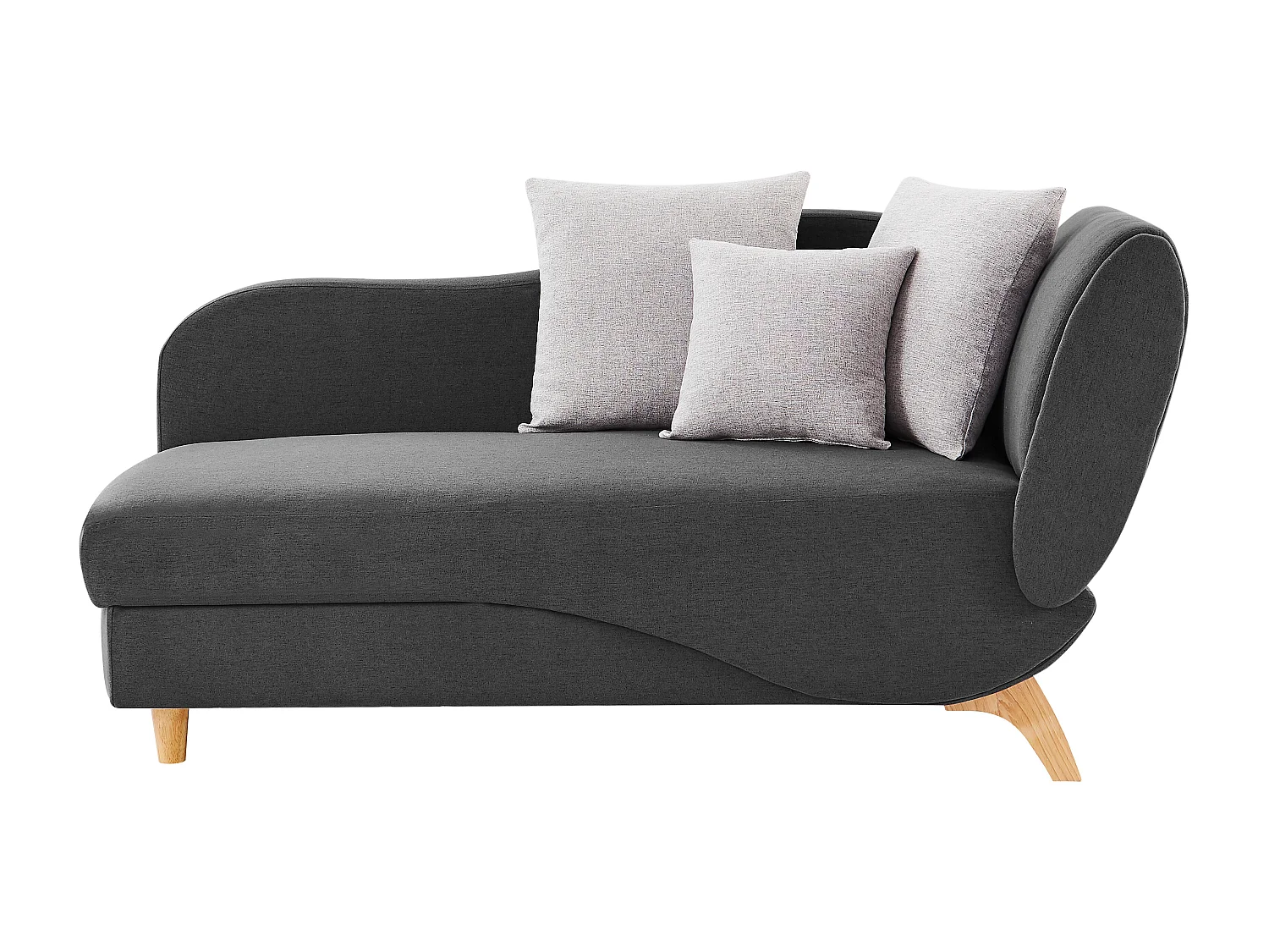 Méridienne gauche convertible en tissu anthracite avec coffre de rangement PENELOPE