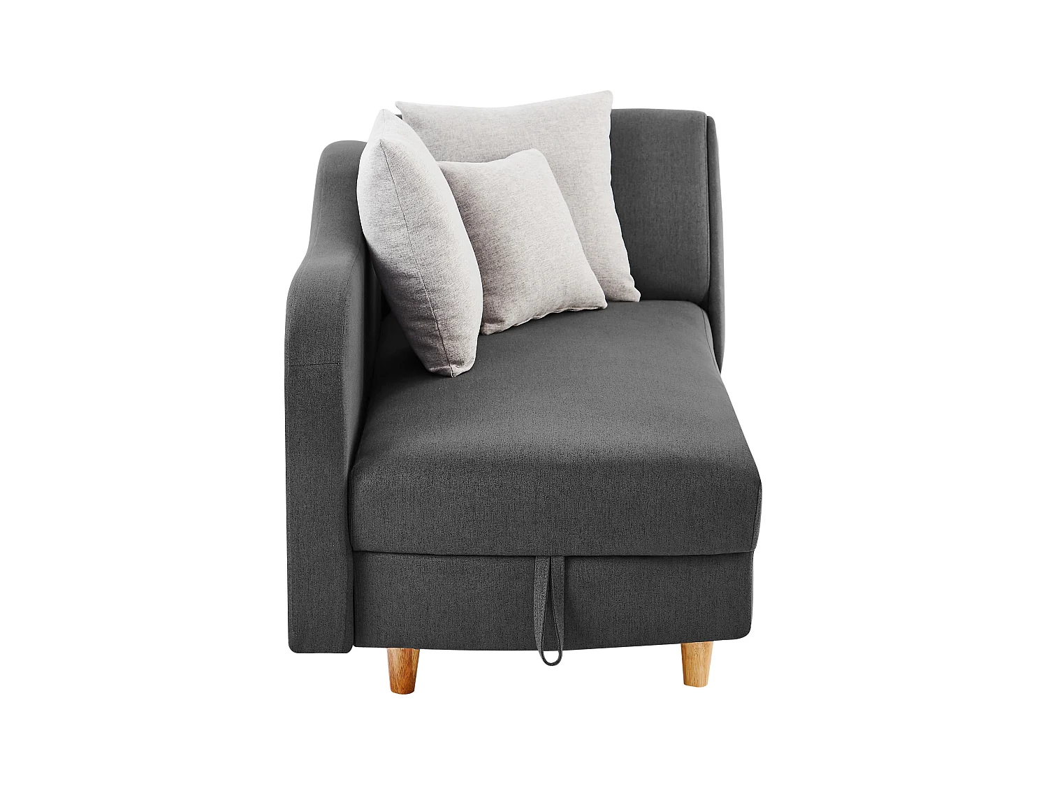 Recamiere mit Schlaffunktion & Stauraum - linksseitig - Stoff - Anthrazit - PENELOPE