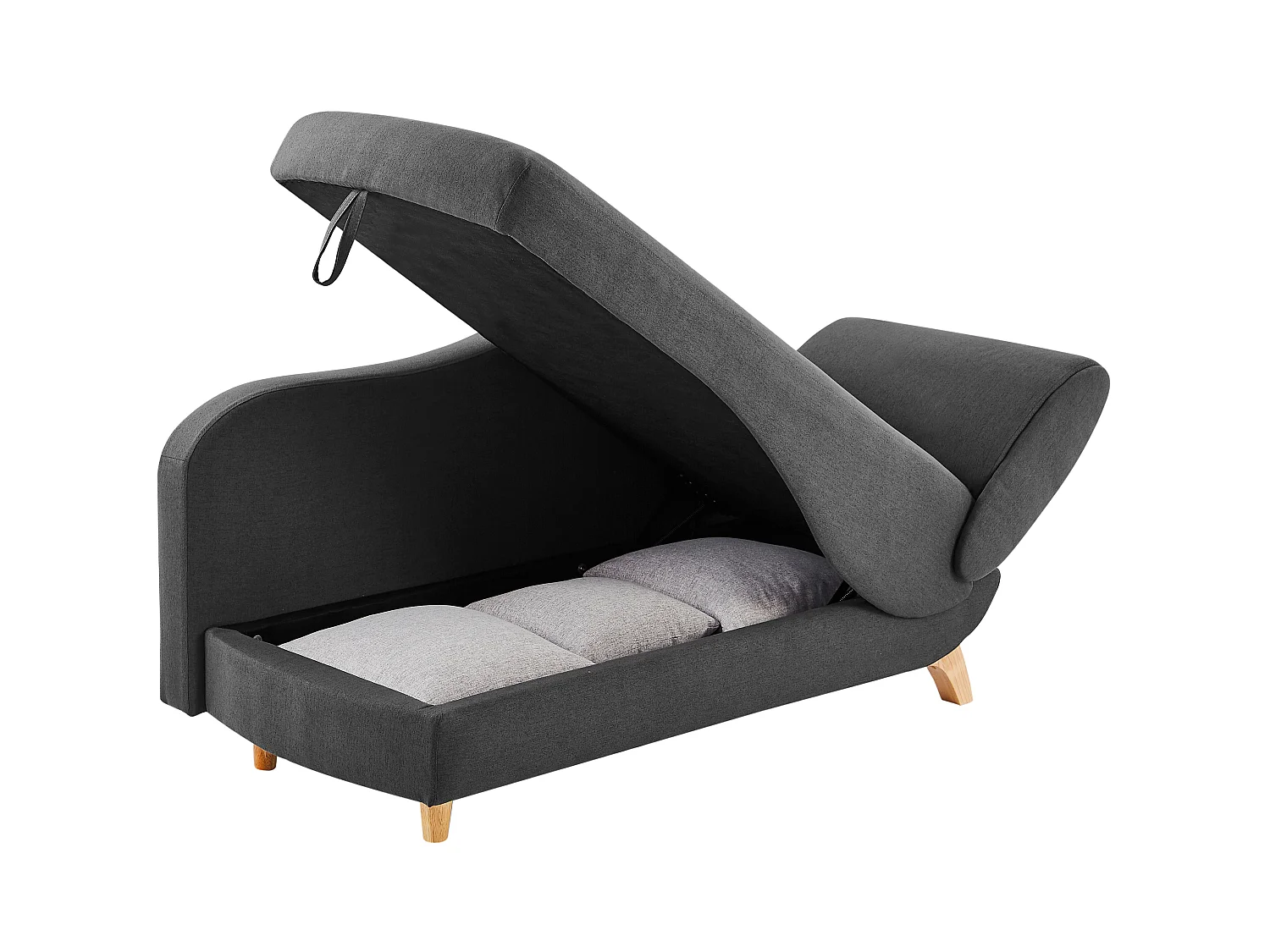 Recamiere mit Schlaffunktion & Stauraum - linksseitig - Stoff - Anthrazit - PENELOPE