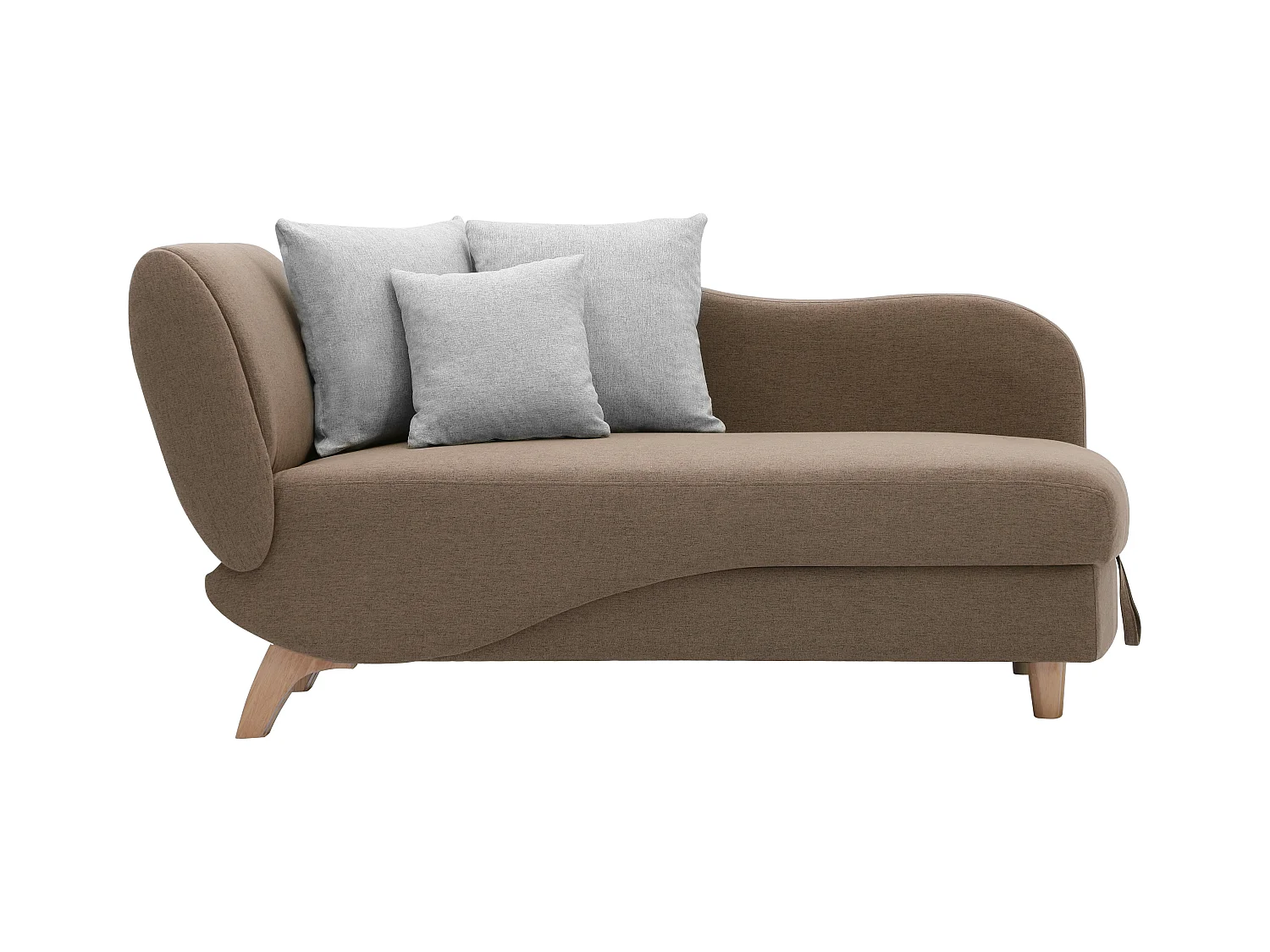 Chaise longue letto con contenitore in Tessuto Marrone - Angolo a destra - PENELOPE