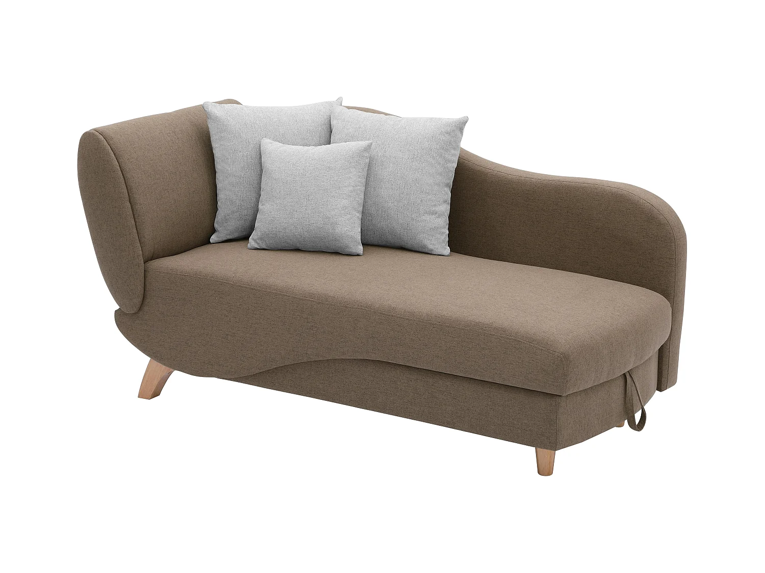 Chaise longue letto con contenitore in Tessuto Marrone - Angolo a destra - PENELOPE