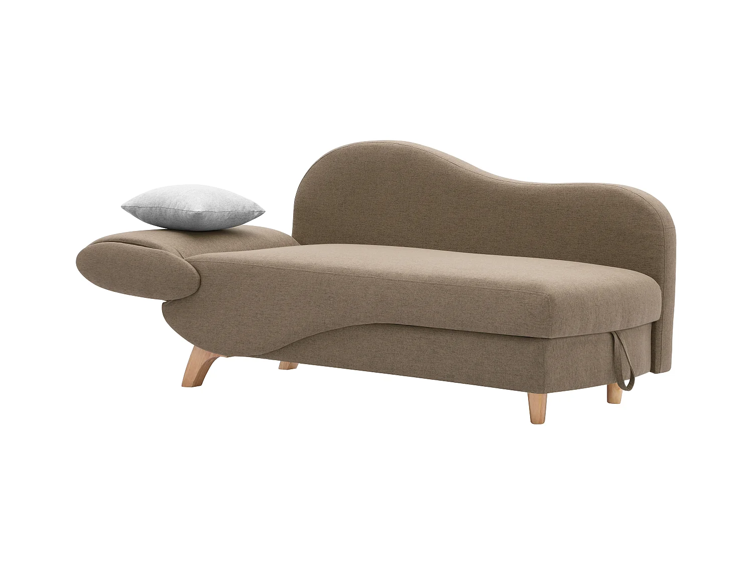 Chaise longue letto con contenitore in Tessuto Marrone - Angolo a destra - PENELOPE