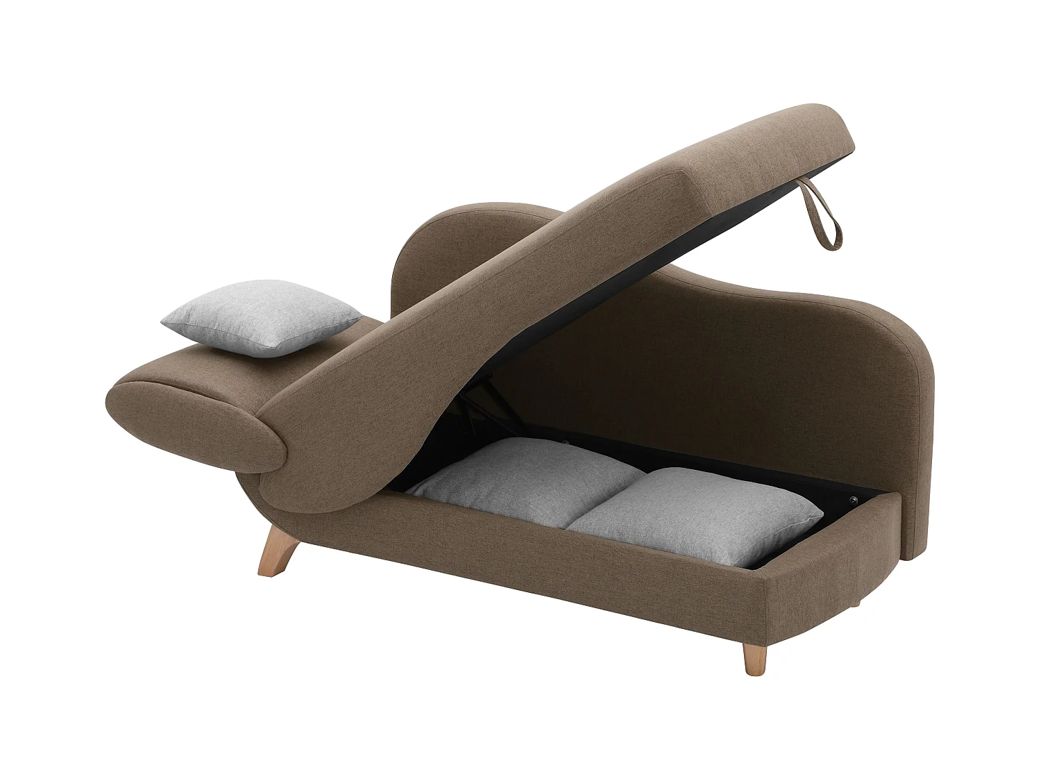 Chaise longue letto con contenitore in Tessuto Marrone - Angolo a destra - PENELOPE