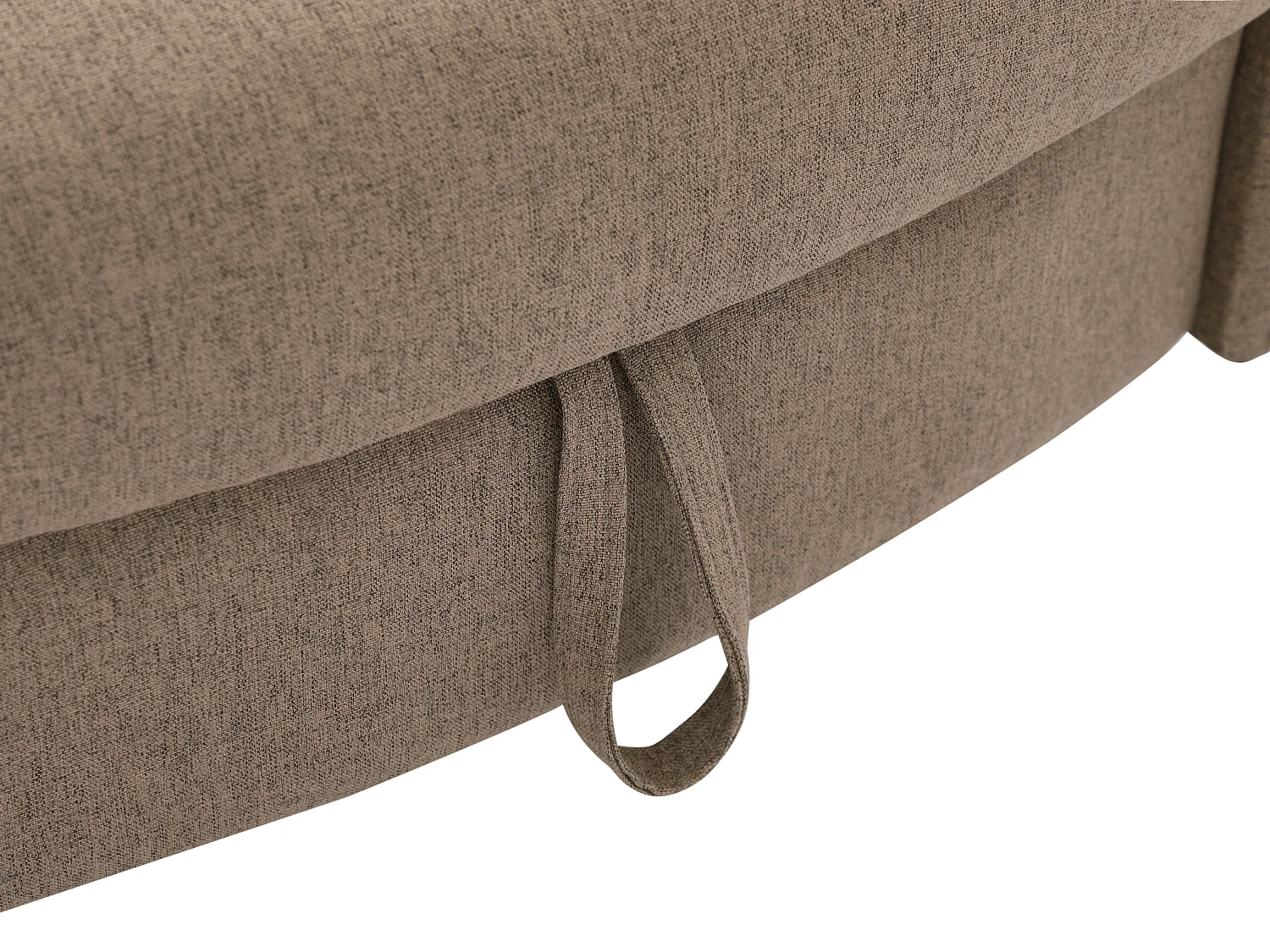 Méridienne droite convertible en tissu marron avec coffre de rangement PENELOPE
