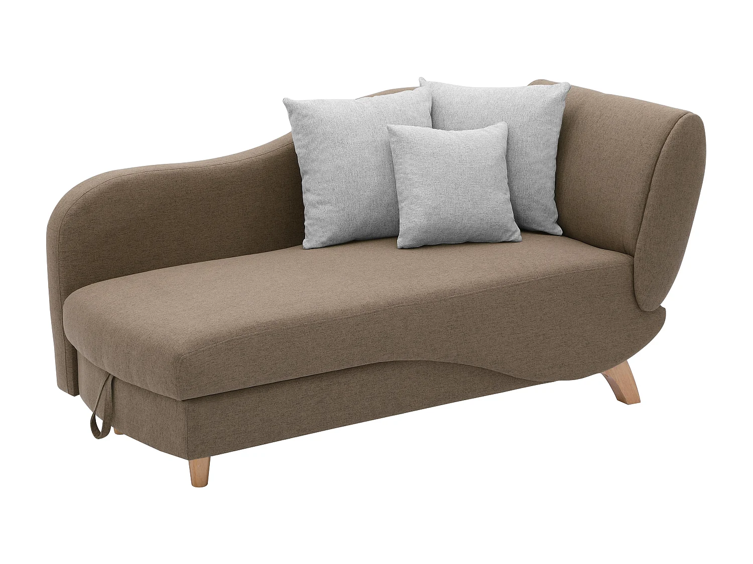 Méridienne gauche convertible en tissu marron avec coffre de rangement PENELOPE