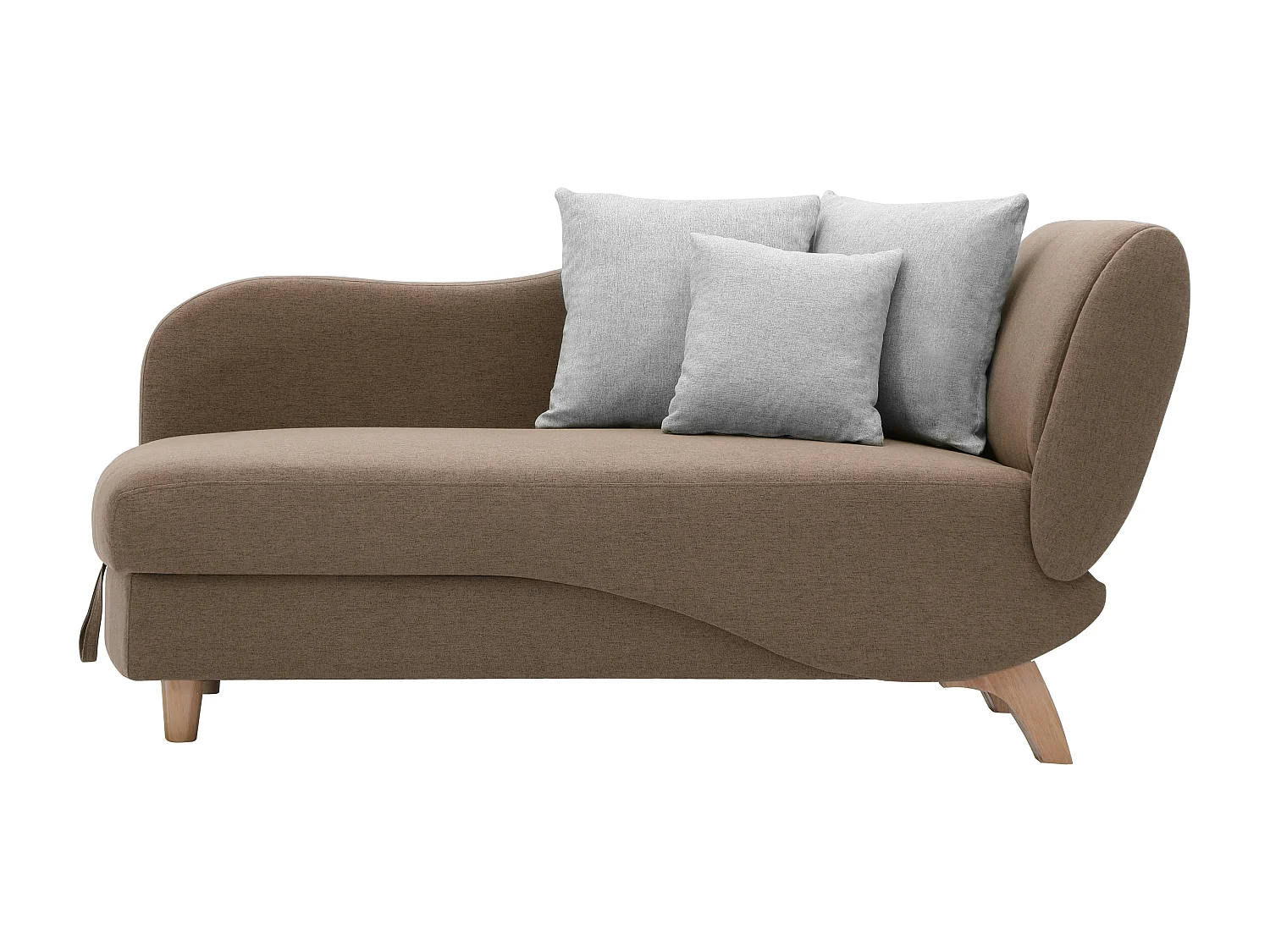 Méridienne gauche convertible en tissu marron avec coffre de rangement PENELOPE