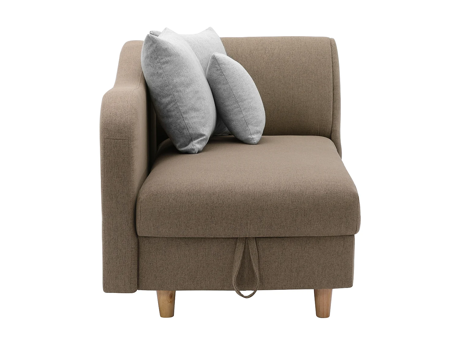 Méridienne gauche convertible en tissu marron avec coffre de rangement PENELOPE