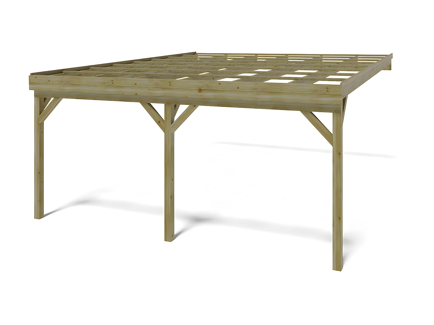 Carport pergola double adossé en bois traité - 2 voitures - 29,3 m² - ARTEMIDA de Expertland