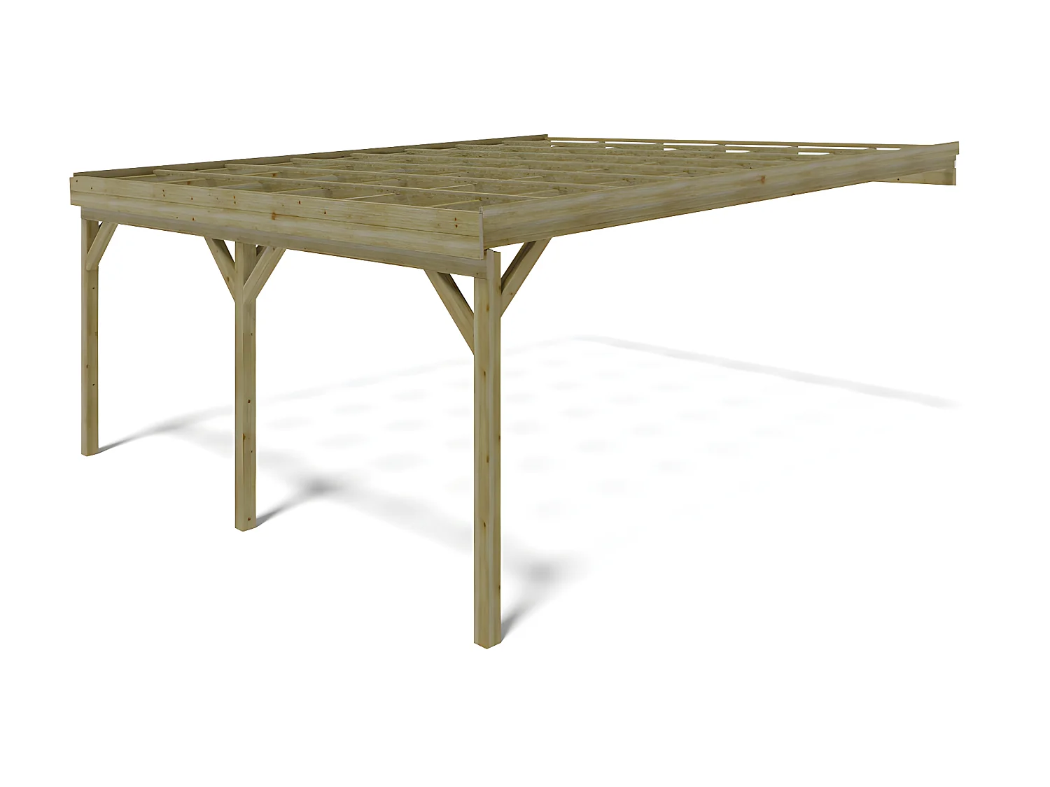 Carport pergola double adossé en bois traité - 2 voitures - 29,3 m² - ARTEMIDA de Expertland