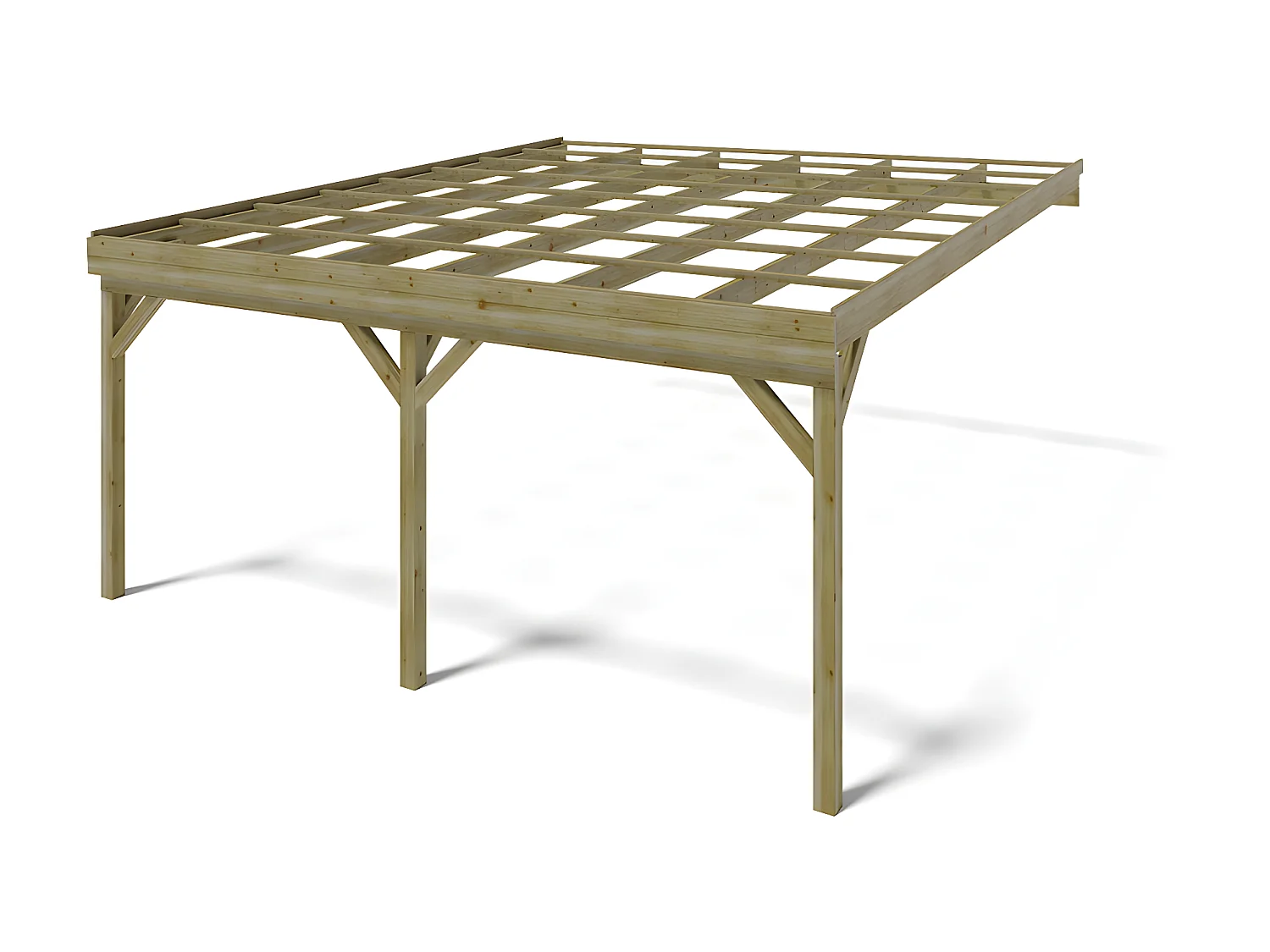 Carport pergola double adossé en bois traité - 2 voitures - 29,3 m² - ARTEMIDA de Expertland