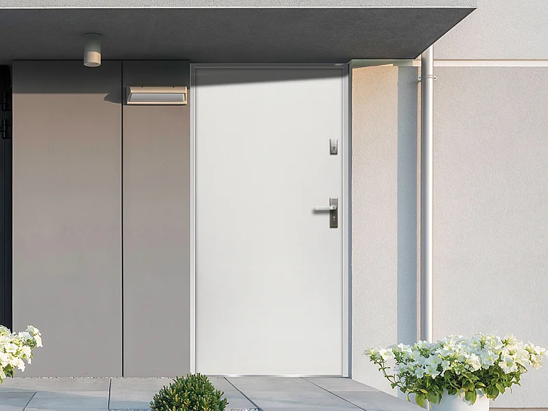 Eingangstür mit Türanschlag links - 207 x 100 cm - Stahl - Weiß - AGUEDA