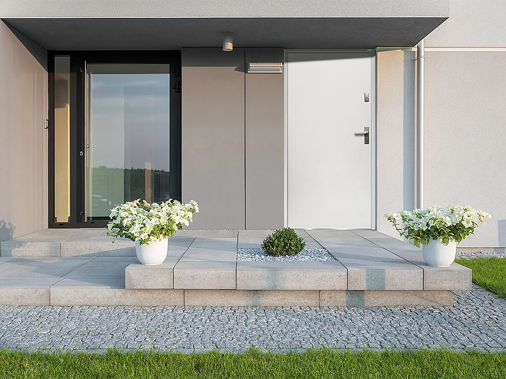 Porte d'entrée en acier pleine H207 x L100 cm blanc - poussant gauche - AGUEDA