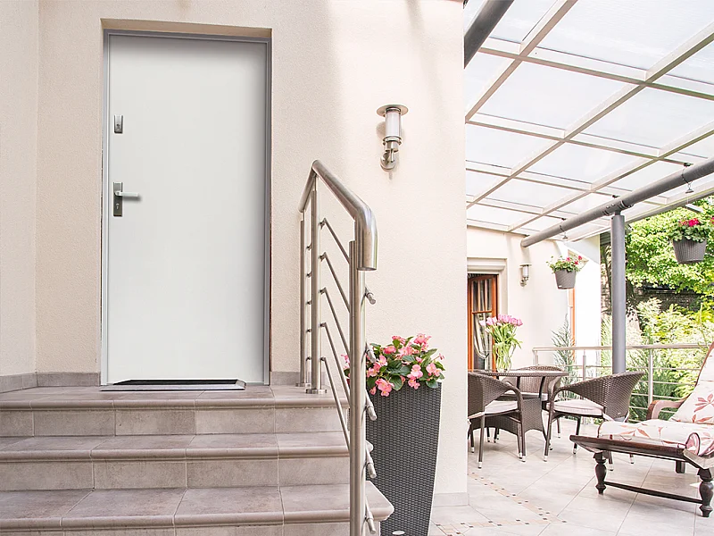 Porte d'entrée en acier pleine H207 x L100 cm blanc - poussant droit - AGUEDA