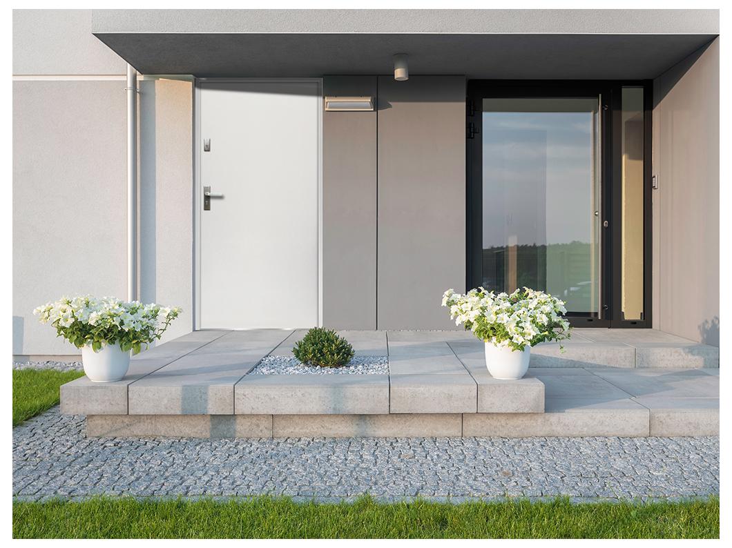 Porte d'entrée en acier pleine H207 x L100 cm blanc - poussant droit - AGUEDA