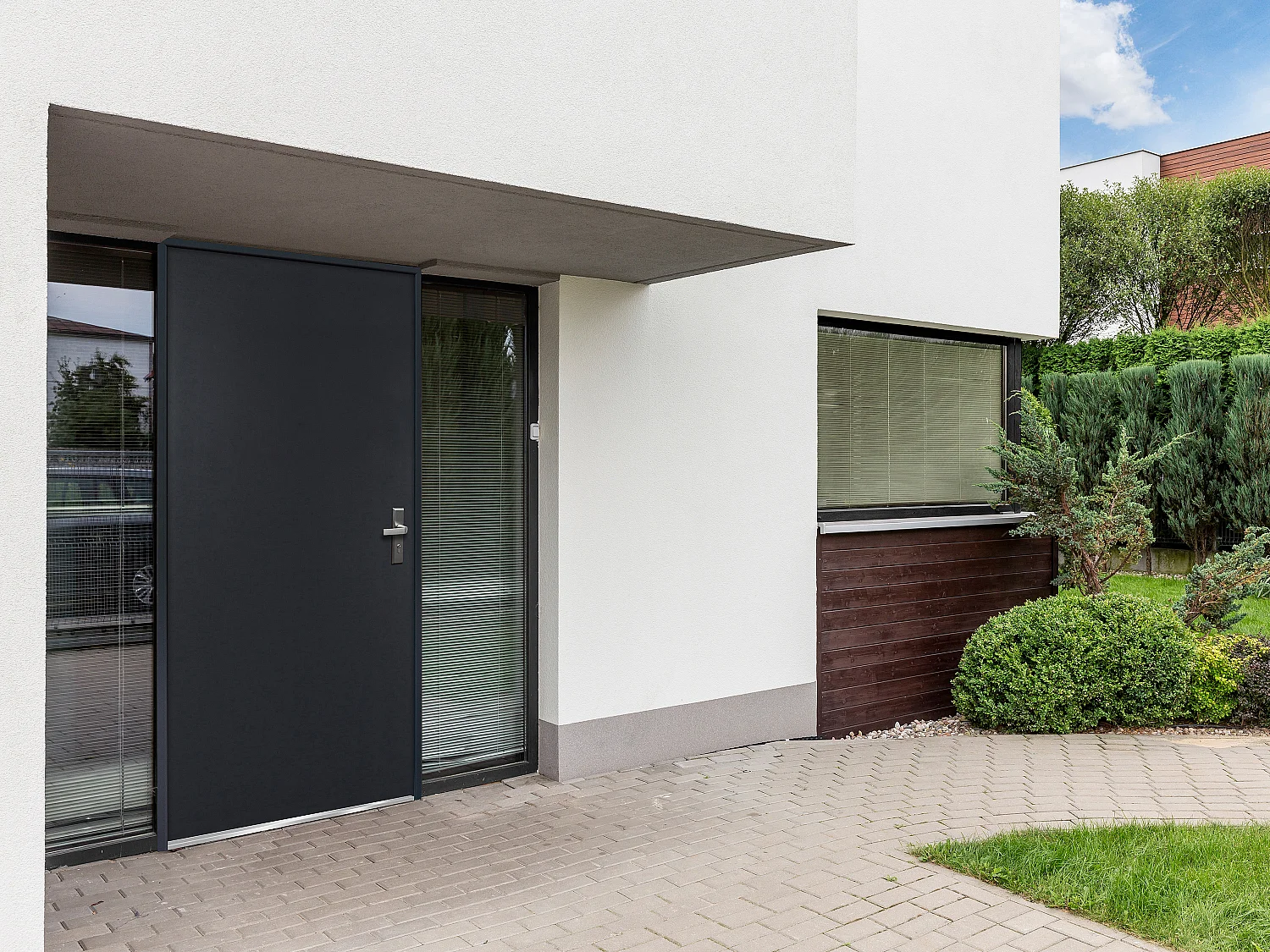Porte d'entrée en acier pleine H207 x L100 cm anthracite - épaisseur 55 mm - poussant gauche - AGUEDA