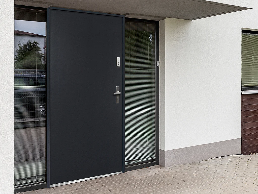 Hoveddør i antracitgråt stål 207 × 100 cm venstrehængt AGUEDA