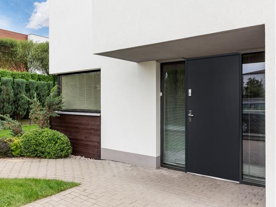 vente unique Porte d'entrée en acier pleine H207 x L100 cm anthracite - poussant droit - AGUEDA