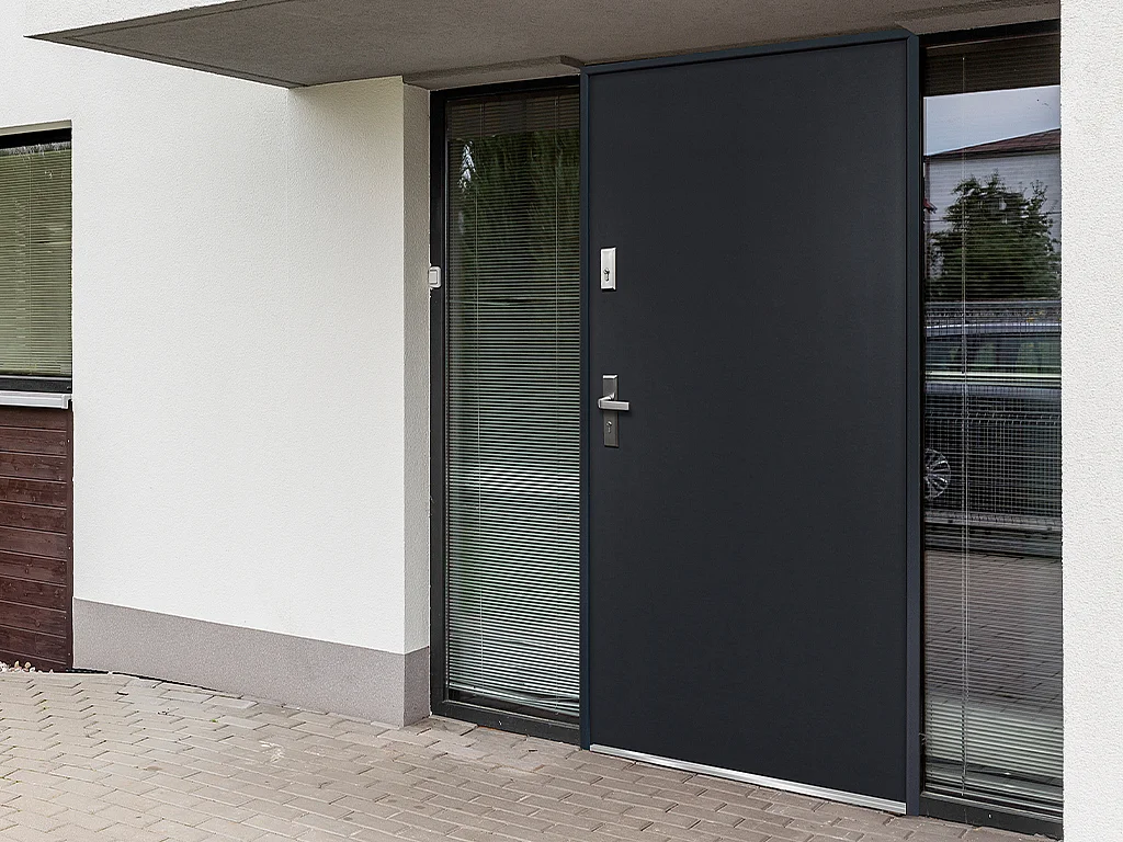 Hoveddør i antracitgråt stål 207 × 100 cm højrehængt AGUEDA