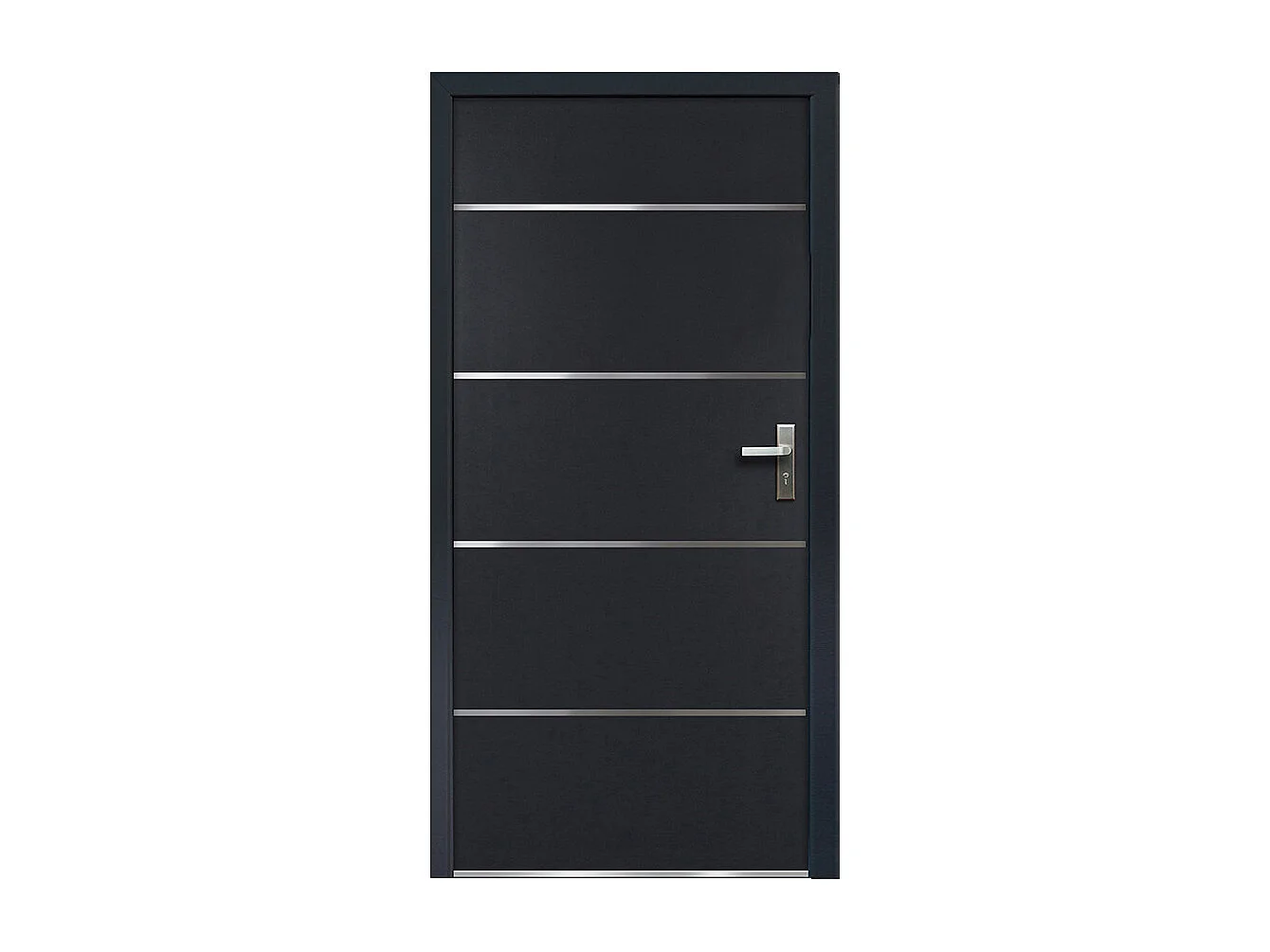 Porte d'entrée en acier pleine et inox H207 x L100 cm anthracite - épaisseur 55 mm - poussant gauche - NAXARA