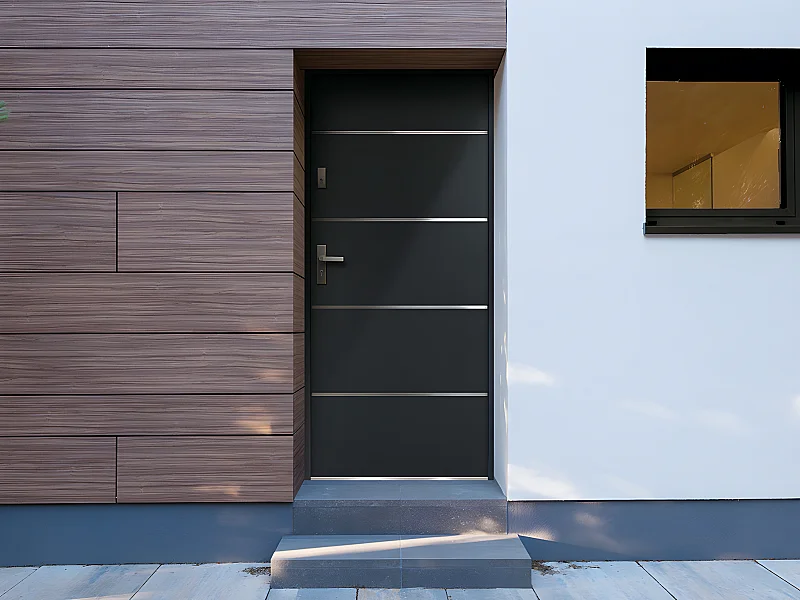 Eingangstür mit Türanschlag rechts - 207 x 100 cm - Stahl & Edelstahl - Anthrazit - NAXARA