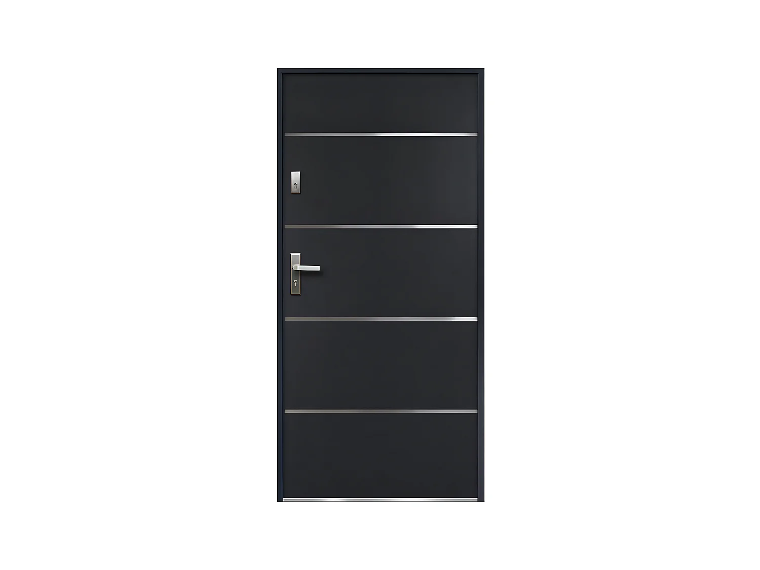 Porta d'ingresso Apertura a destra H207 x L100 cm in Acciaio massiccio e Inox Antracite - NAXARA