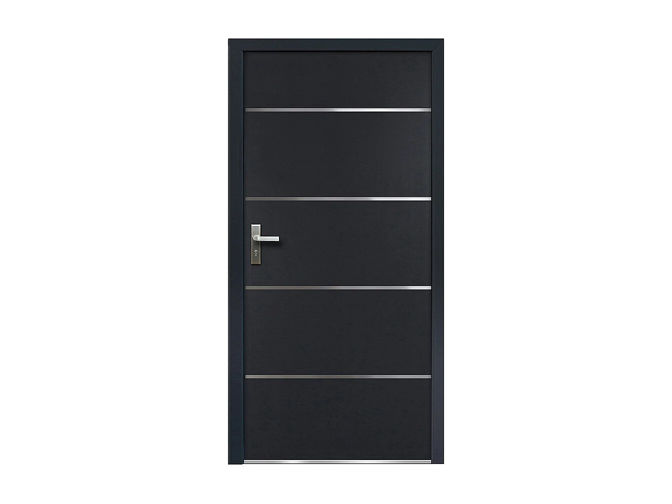 Voordeur van massief en roestvrij staal H207 x B100 cm, antraciet - 55 cm dikte - Draait links open - NAXARA