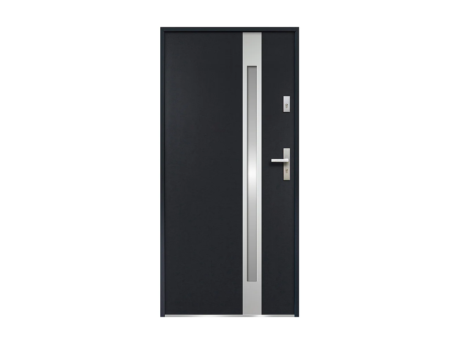 Porta d'ingresso apertura verso sinistra H.207 x l.100 cm in Acciaio smaltato e Inox Antracite - BRAGA