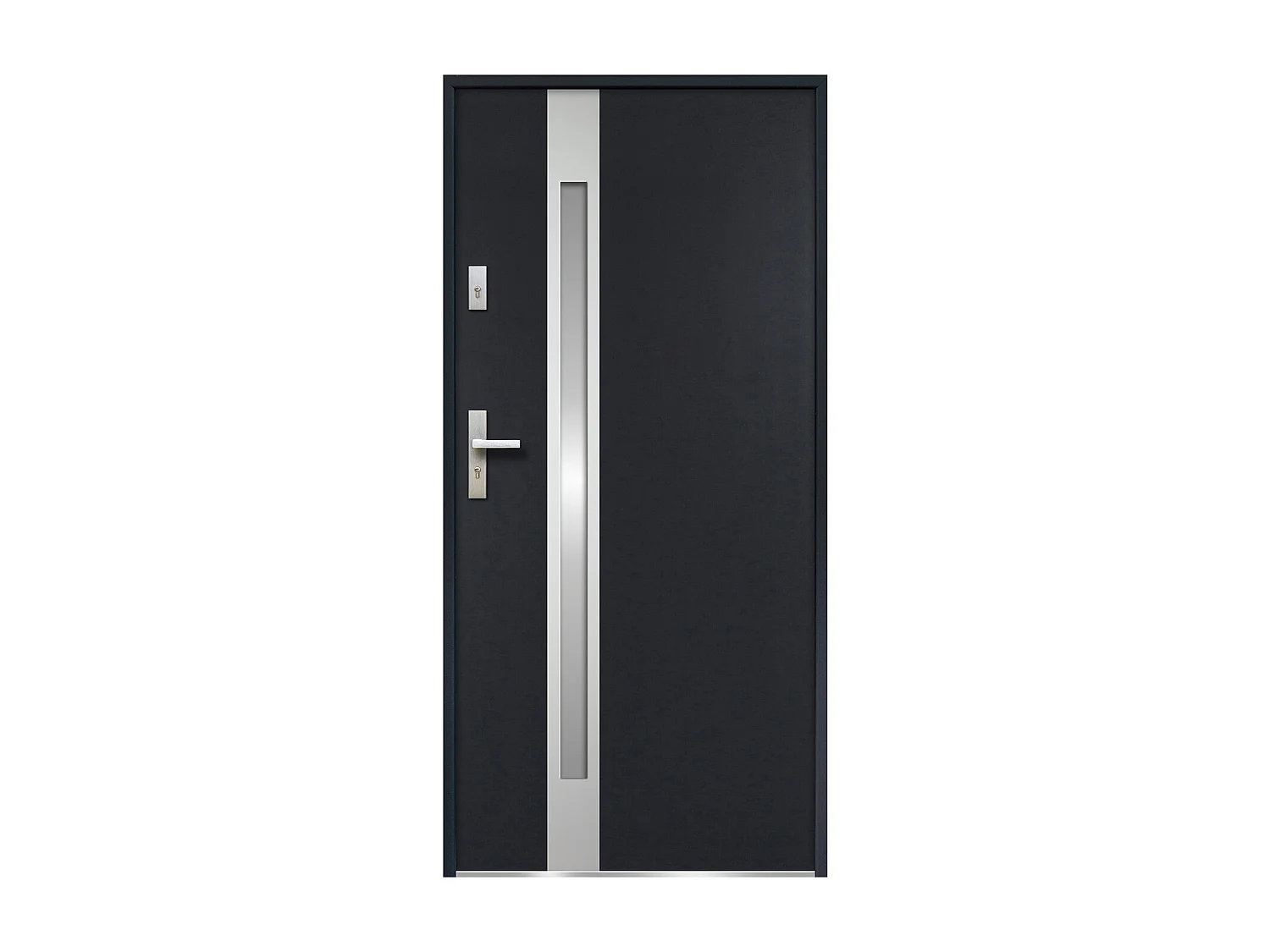 Deur van geglazuurd staal en inox H207 x B100 cm antraciet - Rechts open duwen - BRAGA