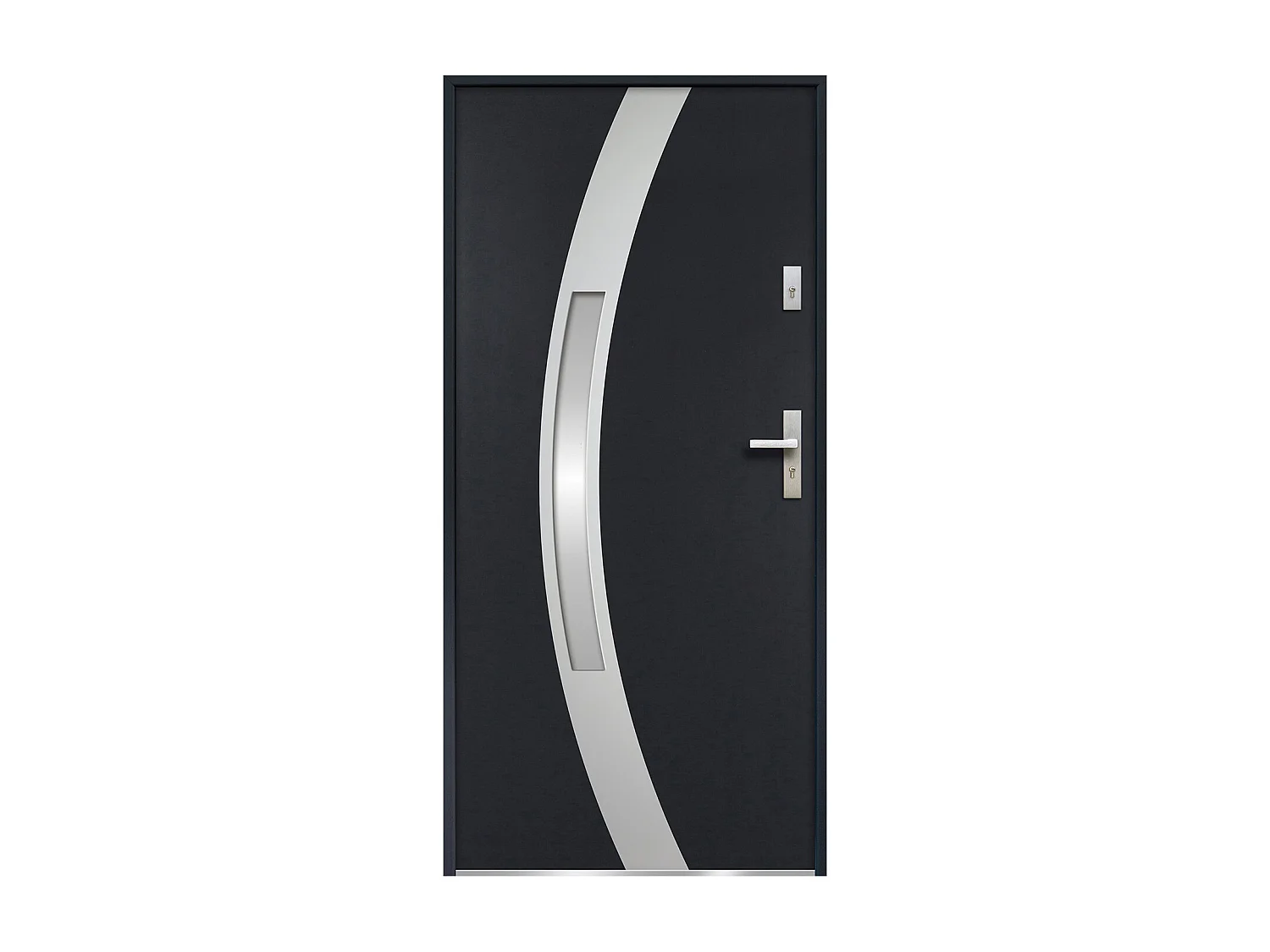 Porte d'entrée en acier vitrée avec inox H207 x L100 cm anthracite - poussant gauche - TROFA