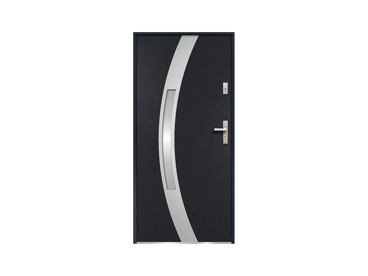 Deur van geglazuurd staal en inox H.207 x B.100 cm antraciet - Rechts duwen  - TROFA