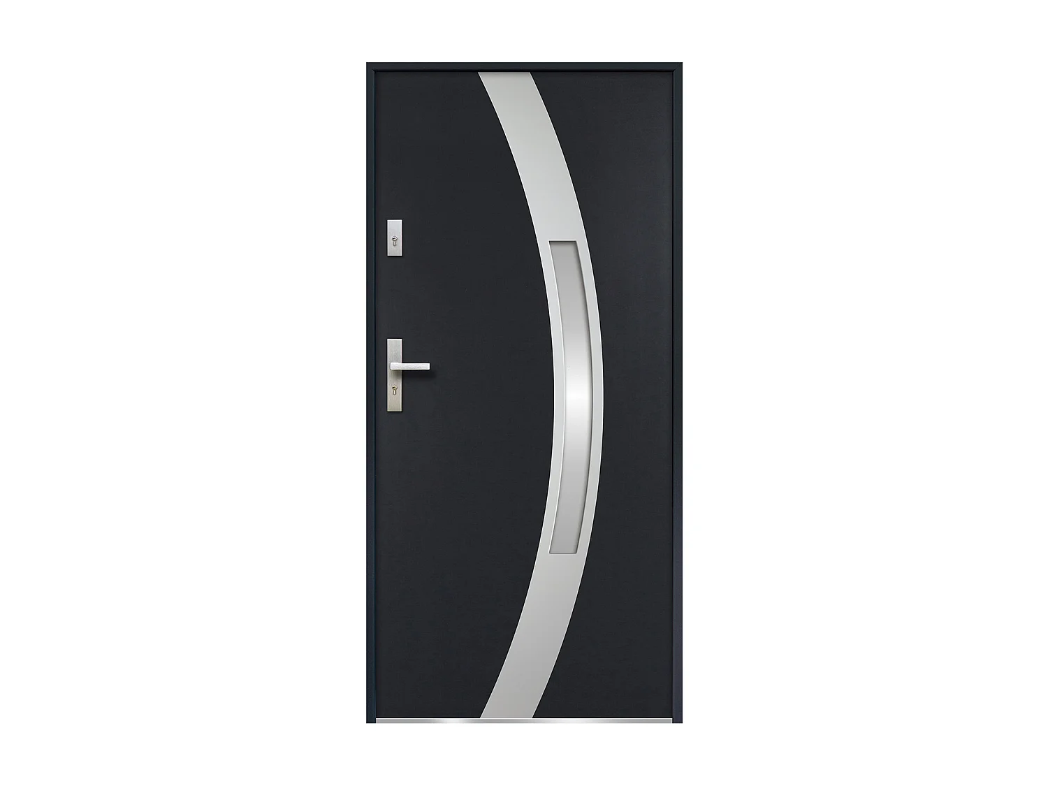 Porta d'ingresso apertura a destra H207 x L100 cm in Acciaio smaltato e Inox Antracite - TROFA
