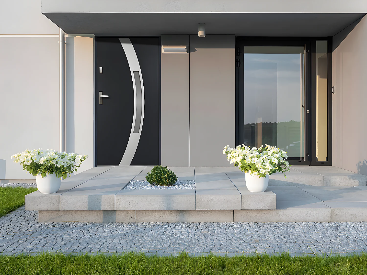 Porta d'ingresso apertura a destra H207 x L100 cm in Acciaio smaltato e Inox Antracite - TROFA