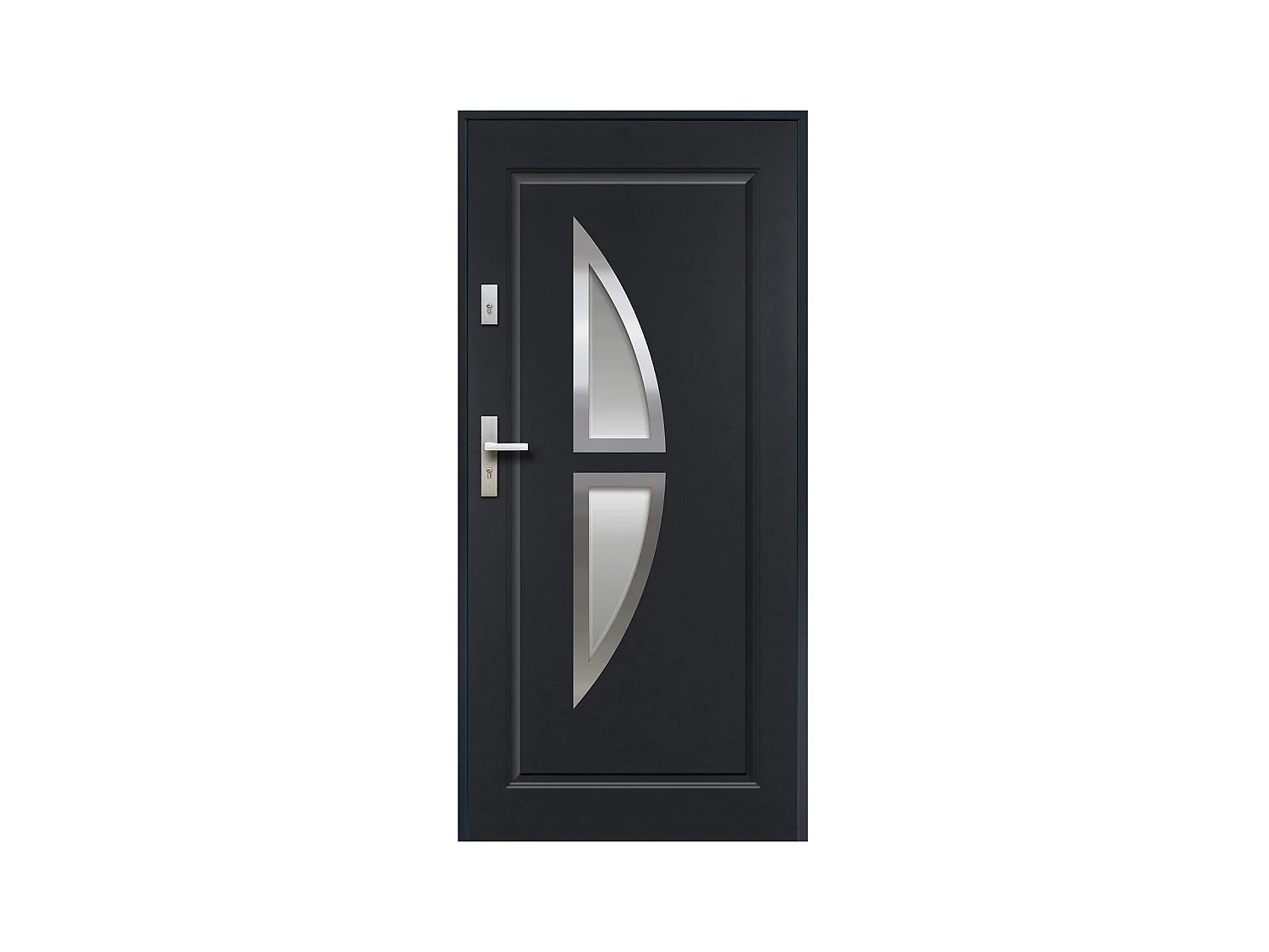 Porte d'entrée en acier vitrée avec inox H207 x L100 cm anthracite - poussant droit - COVAS