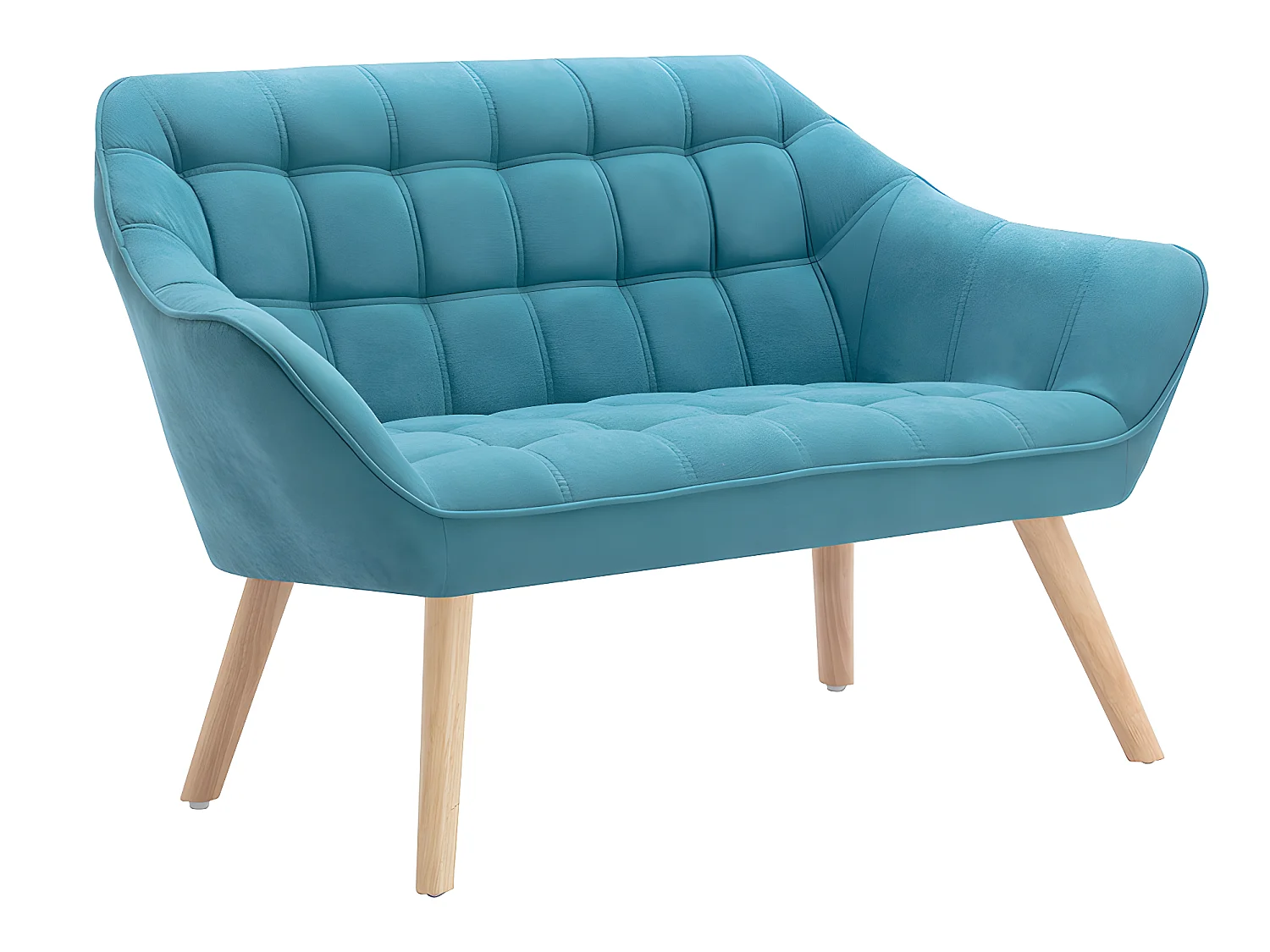 Canapé 2 places et fauteuil en tissu bleu CASERTA
