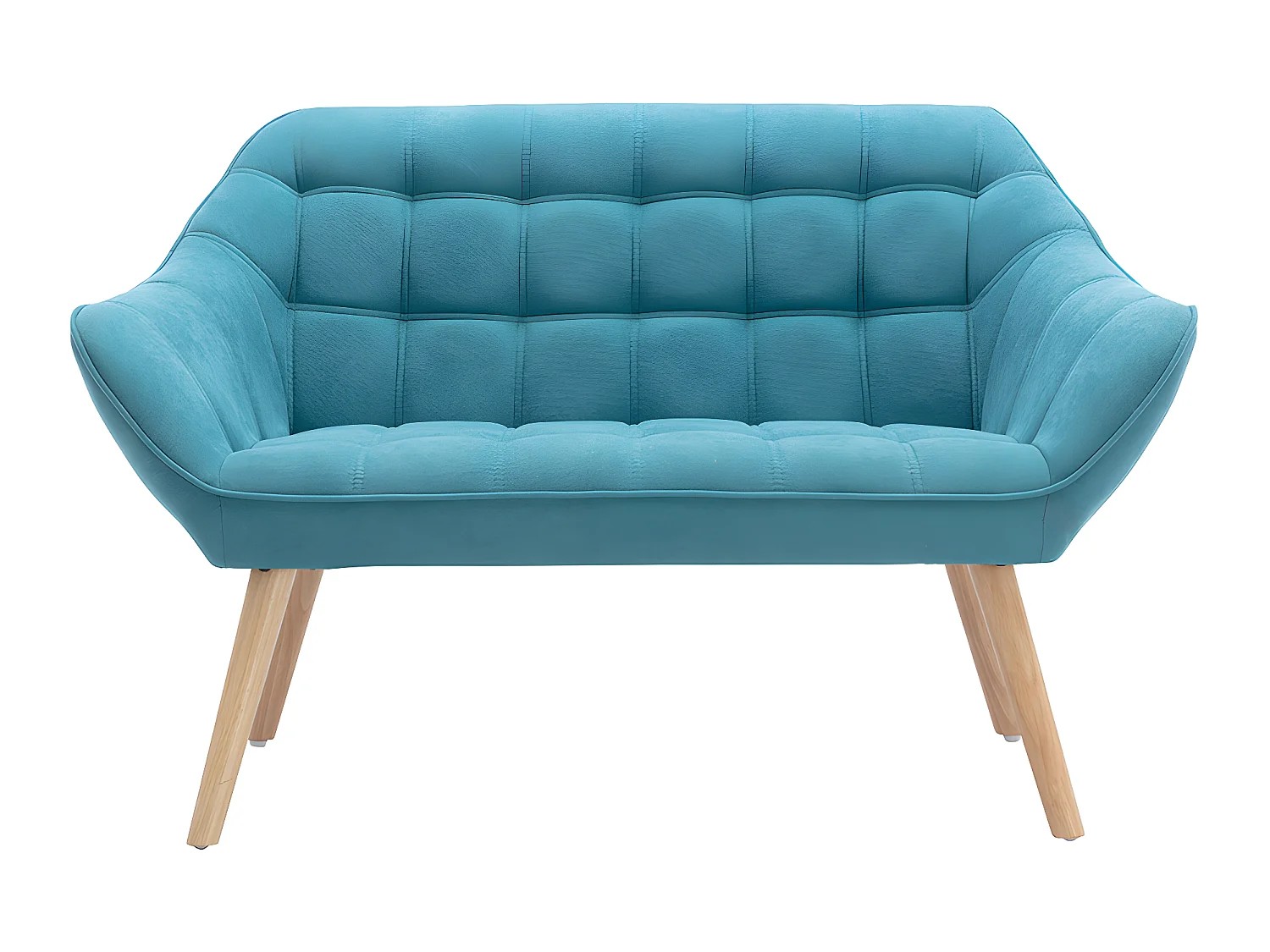 Canapé 2 places et fauteuil en tissu bleu CASERTA