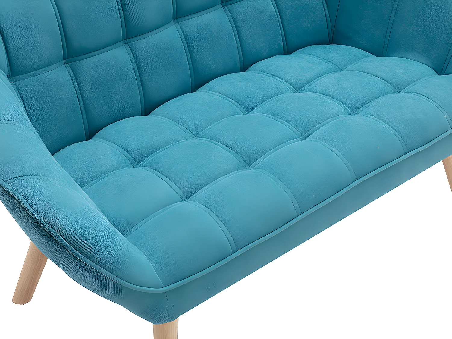 Canapé 2 places et fauteuil en tissu bleu CASERTA