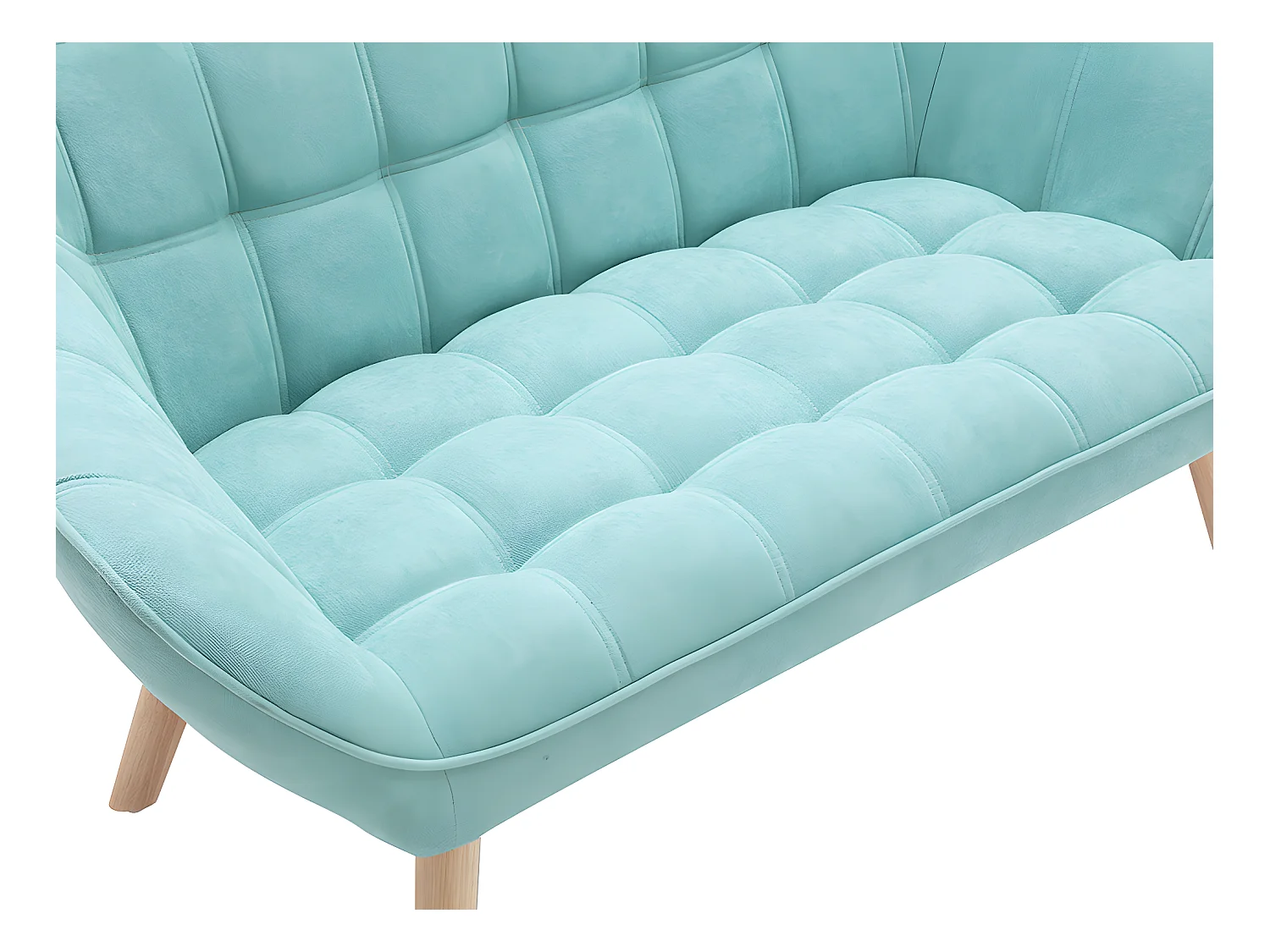 Canapé 2 places et fauteuil en tissu vert d'eau CASERTA