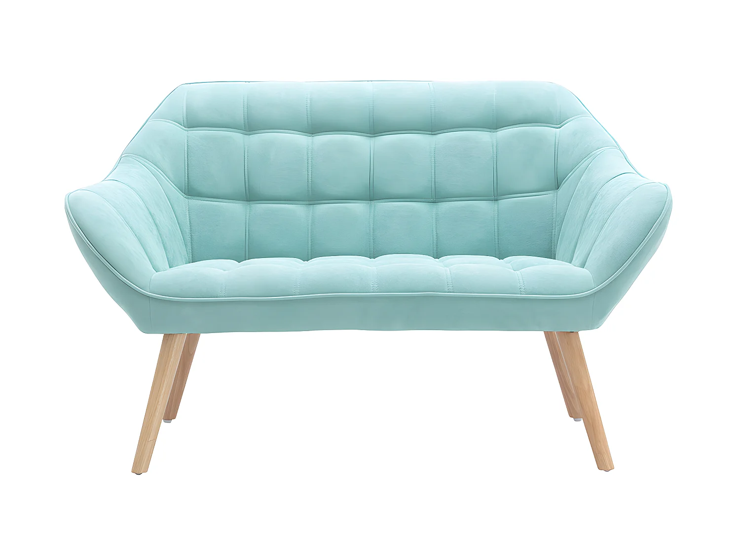 Canapé 2 places et fauteuil en tissu vert d'eau CASERTA