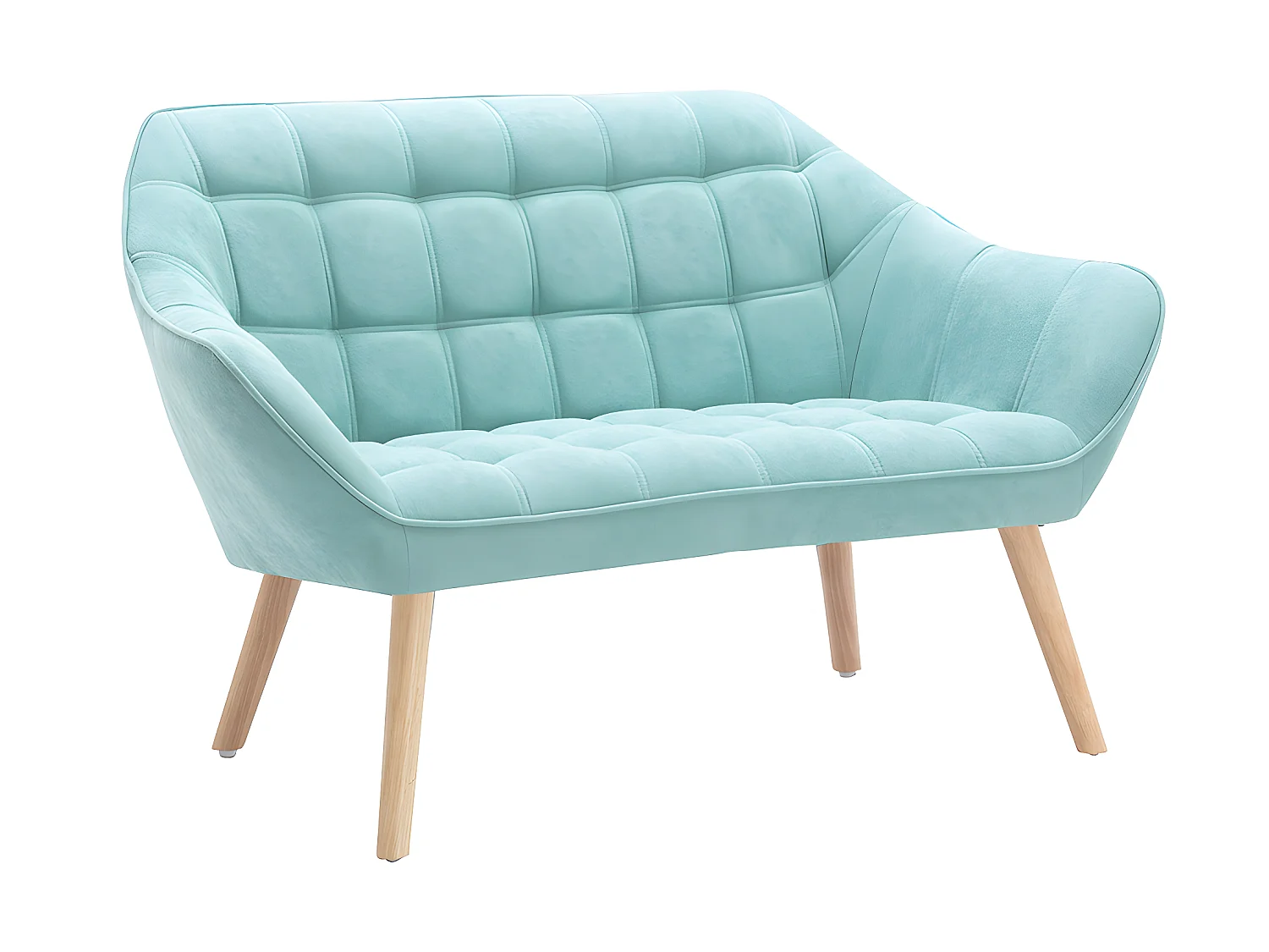 Canapé 2 places et fauteuil en tissu vert d'eau CASERTA