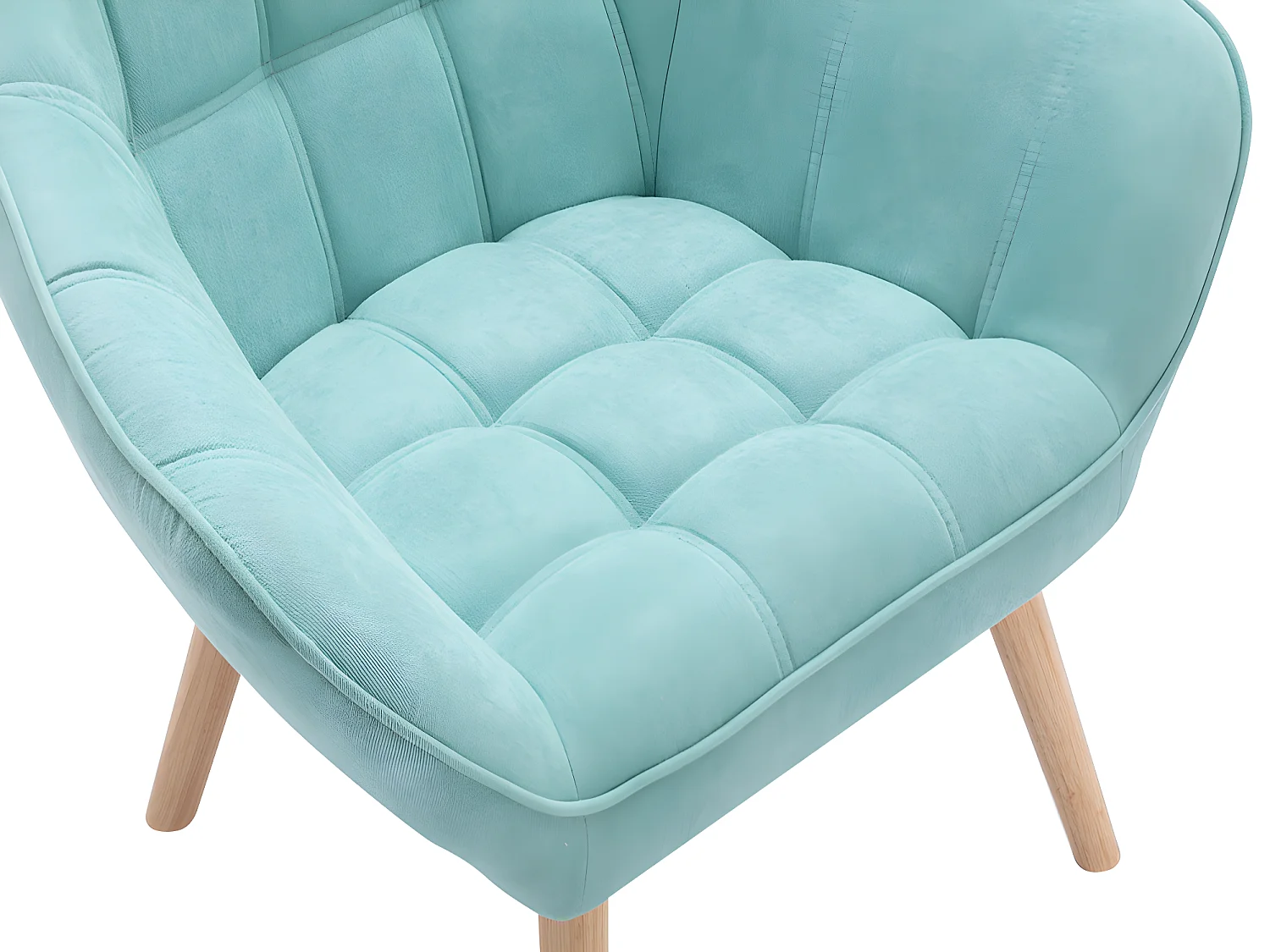 Kanapa 2-osobowa i fotel CASERTA z tkaniny w kolorze turkusowym