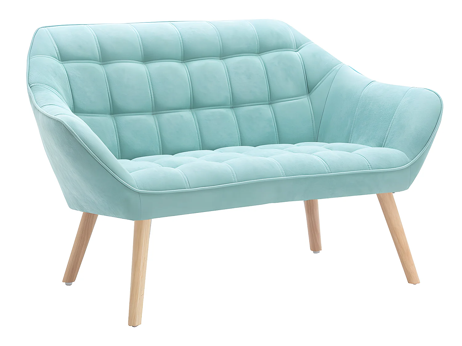 Kanapa 2-osobowa i fotel CASERTA z tkaniny w kolorze turkusowym