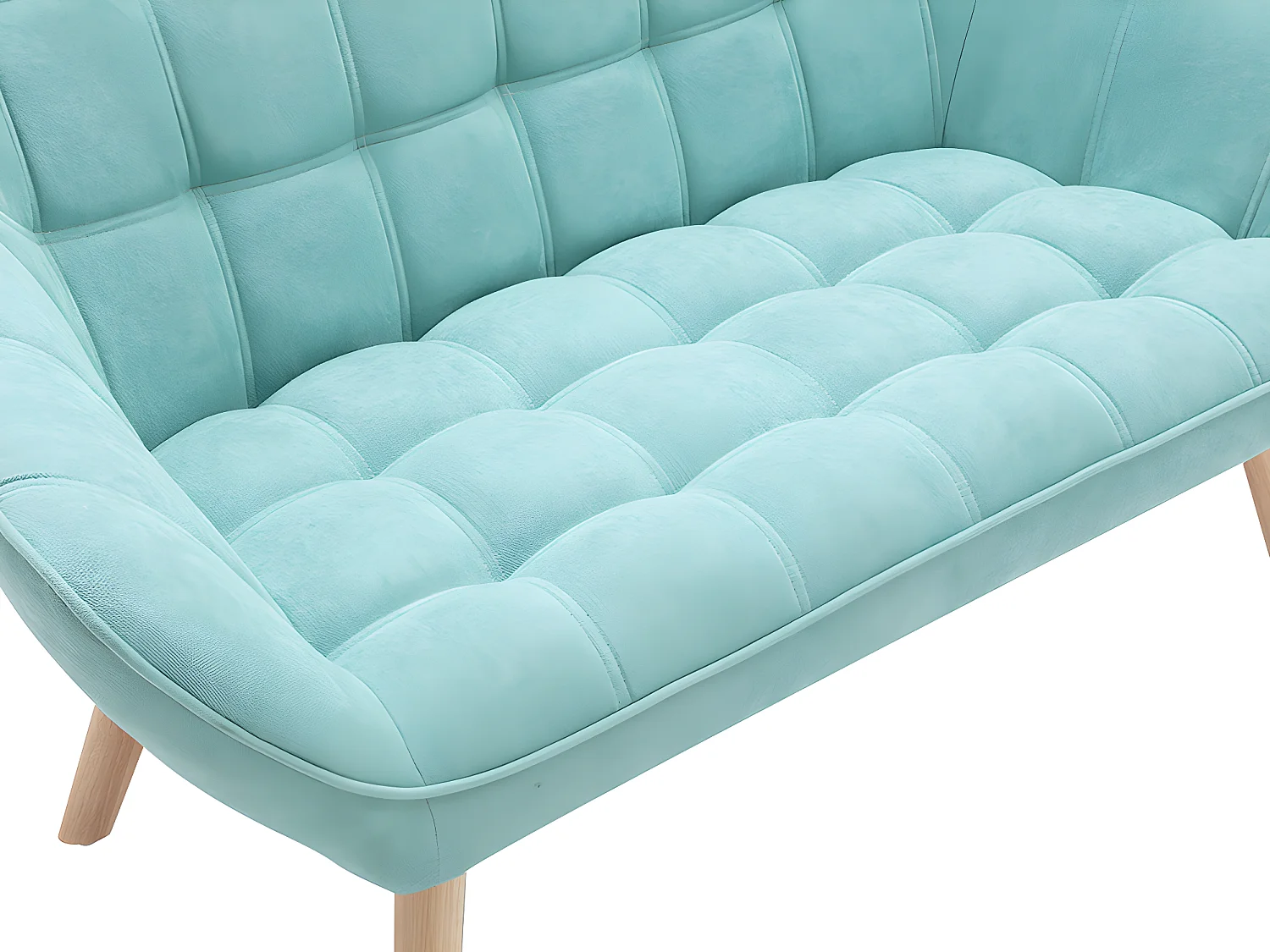 Kanapa 2-osobowa i fotel CASERTA z tkaniny w kolorze turkusowym