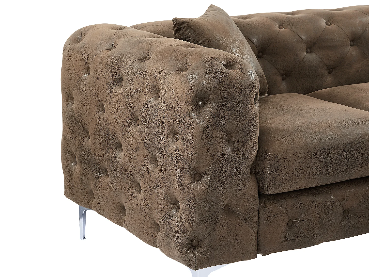 Sofá de 3 lugares Chesterfield em microfibra com aspecto de couro envelhecido EDWINA