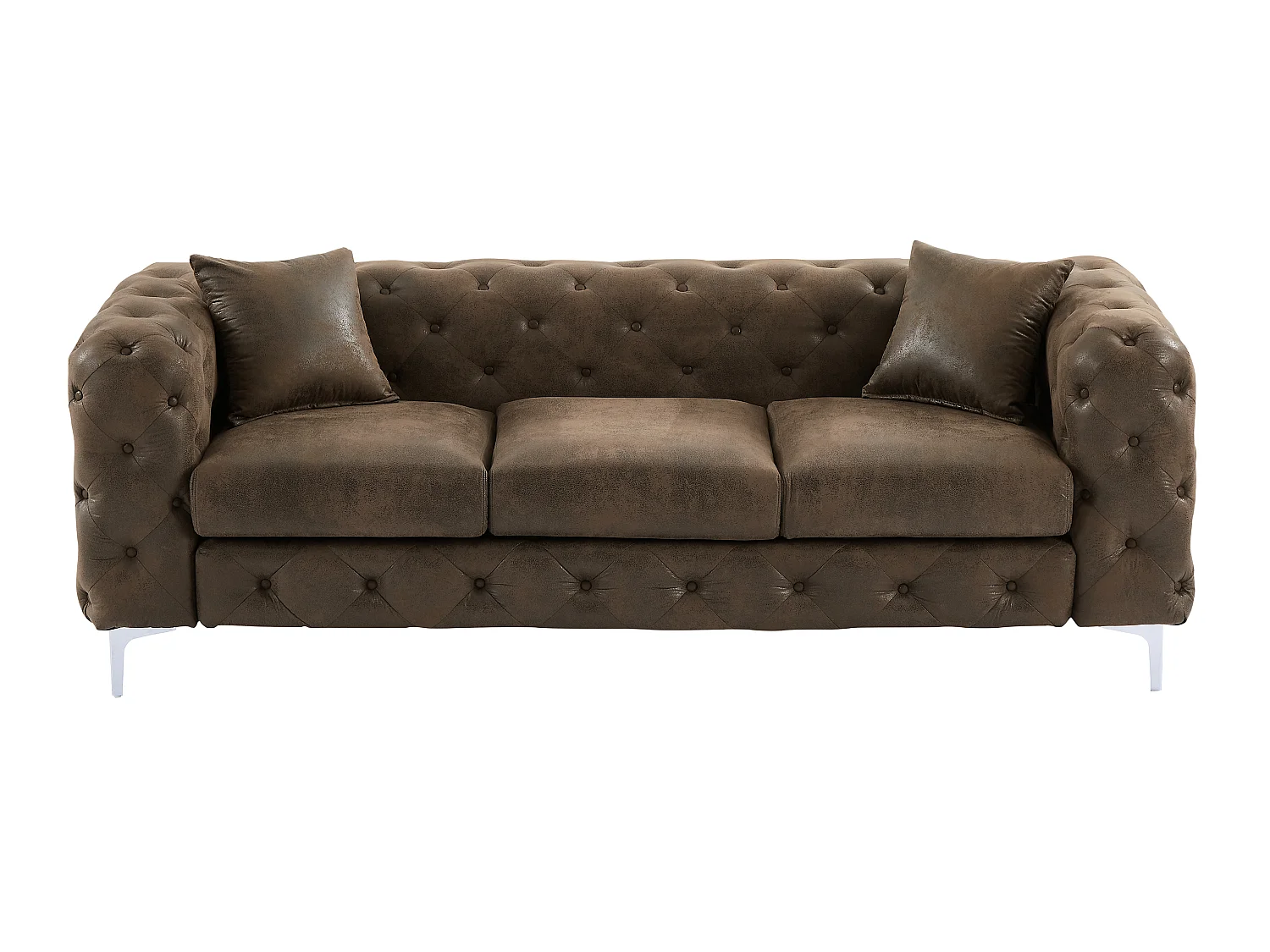 Driezits-Chesterfieldbank van microvezel met verouderd leereffect EDWINA