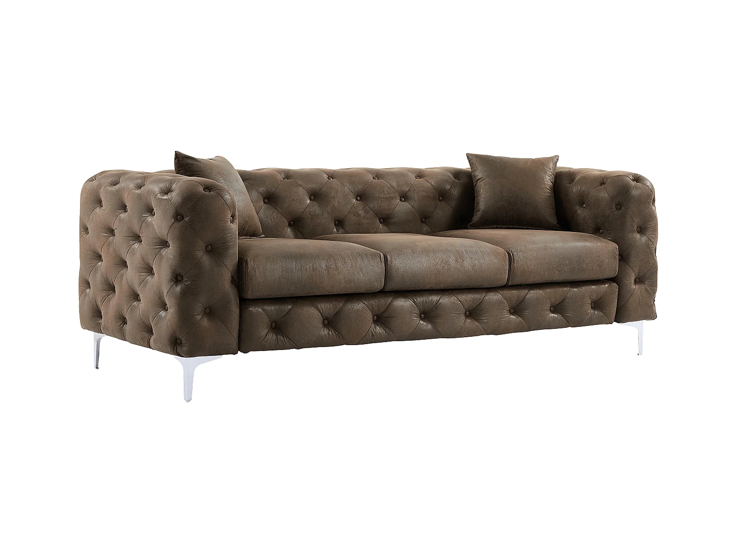 Driezits-Chesterfieldbank van microvezel met verouderd leereffect EDWINA