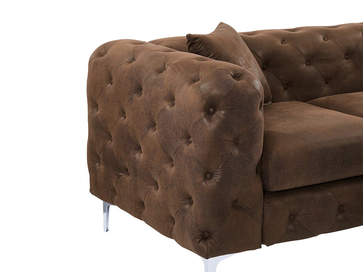Canapé 3 places chesterfield en microfibre aspect cuir vieilli EDWINA